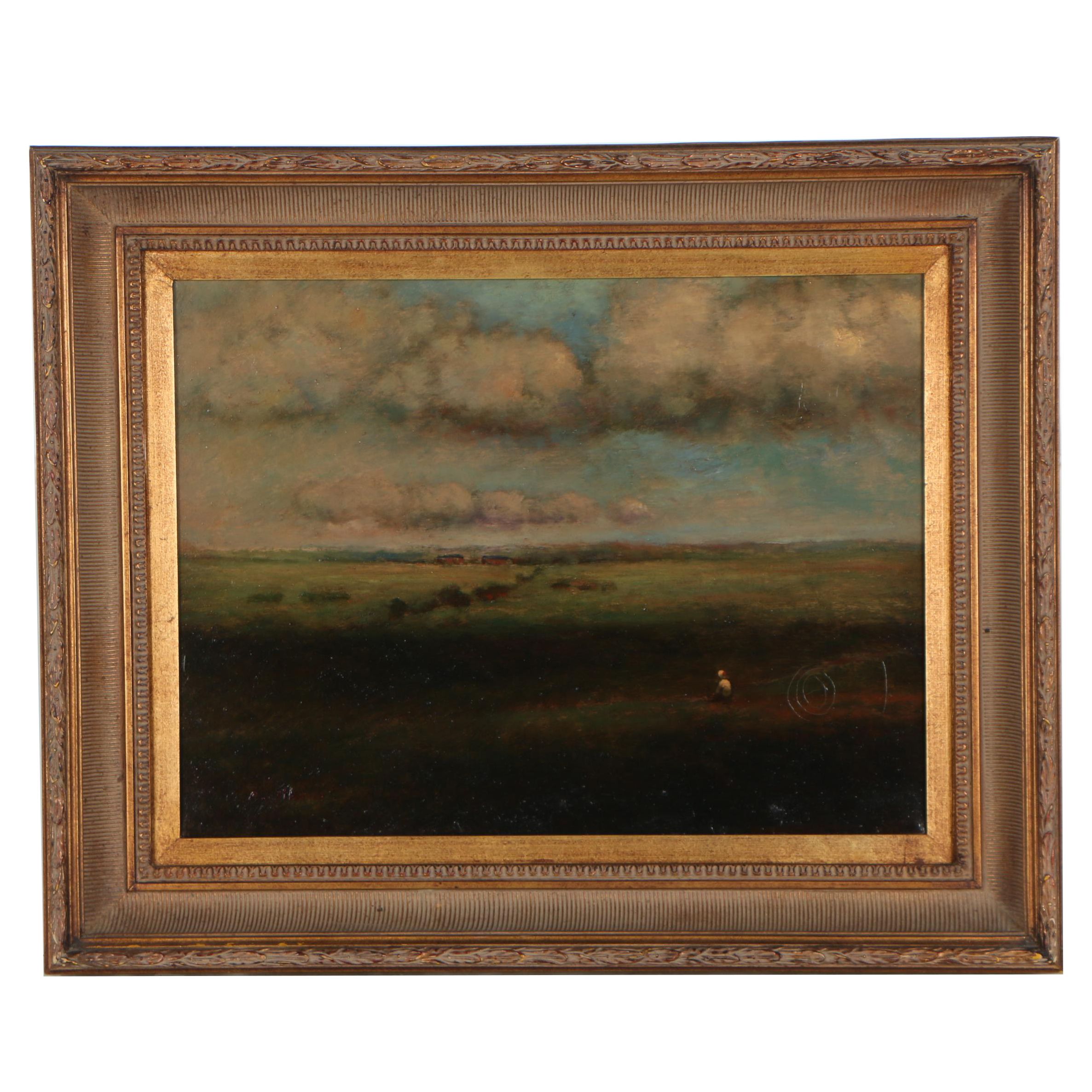 Early 20th Century Oil Painting of Tonalist Landscape