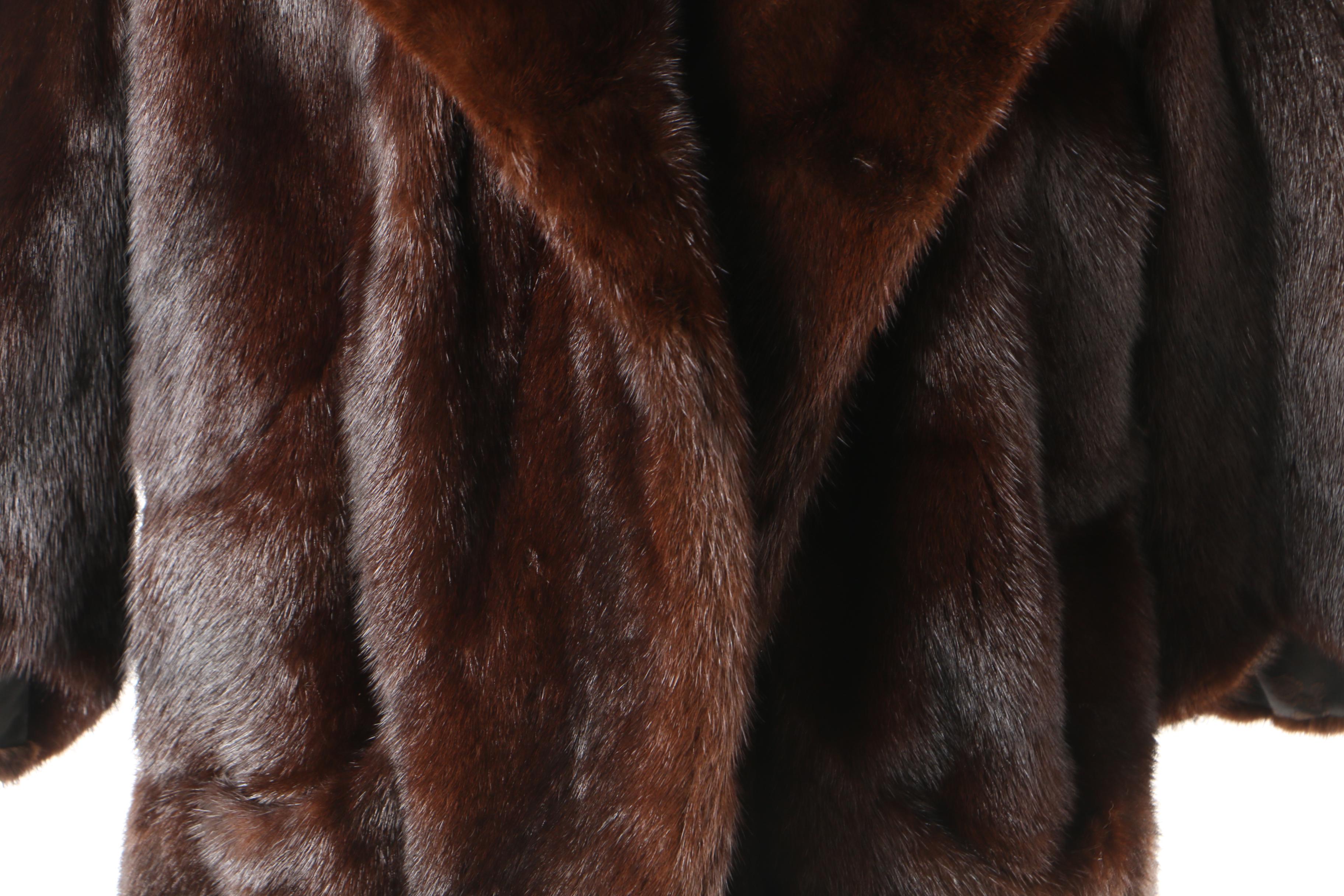 Women's Brehm Furs Mink Fur Open Front Jacket with Shawl Collar, Vintage