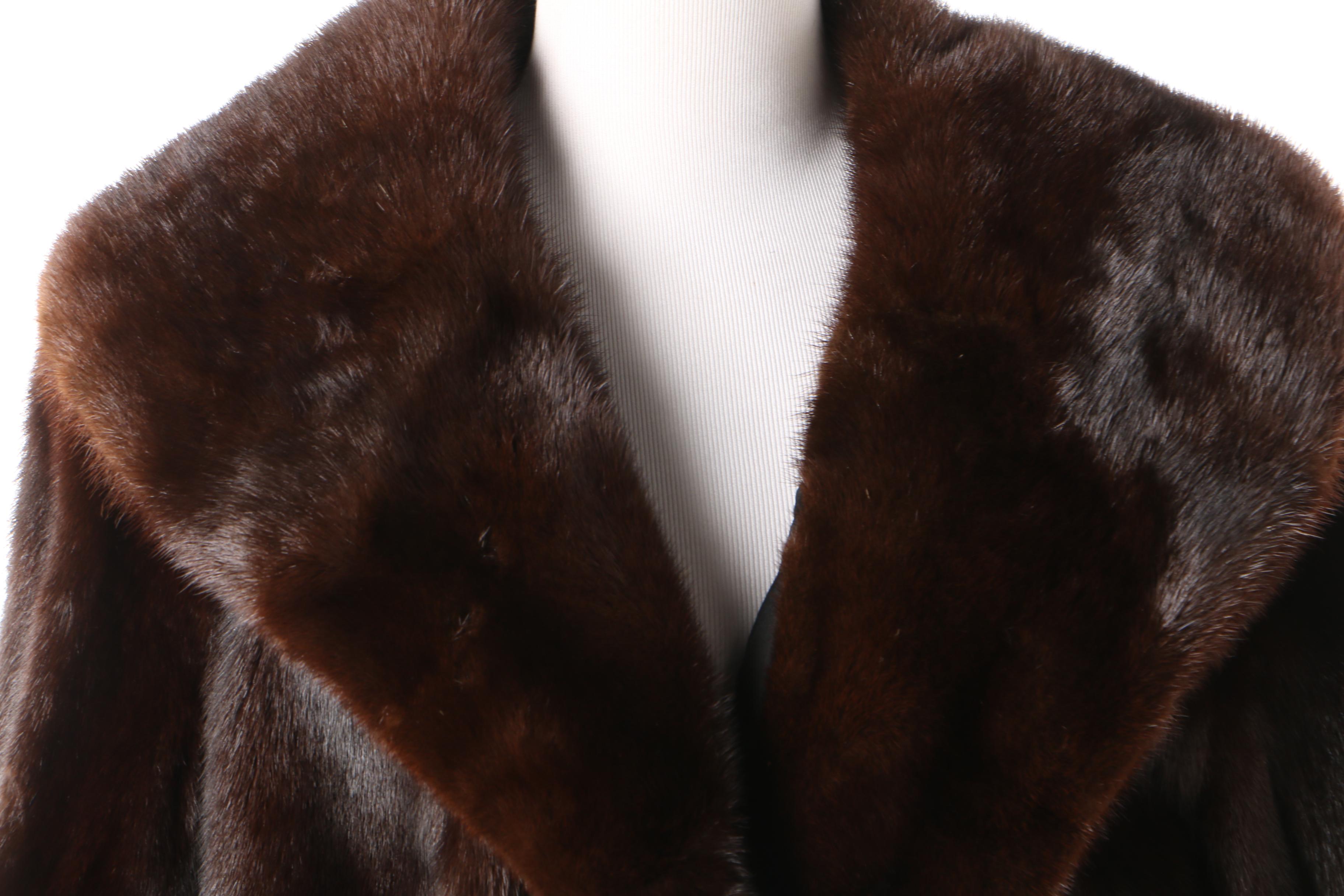 Women's Brehm Furs Mink Fur Open Front Jacket with Shawl Collar, Vintage