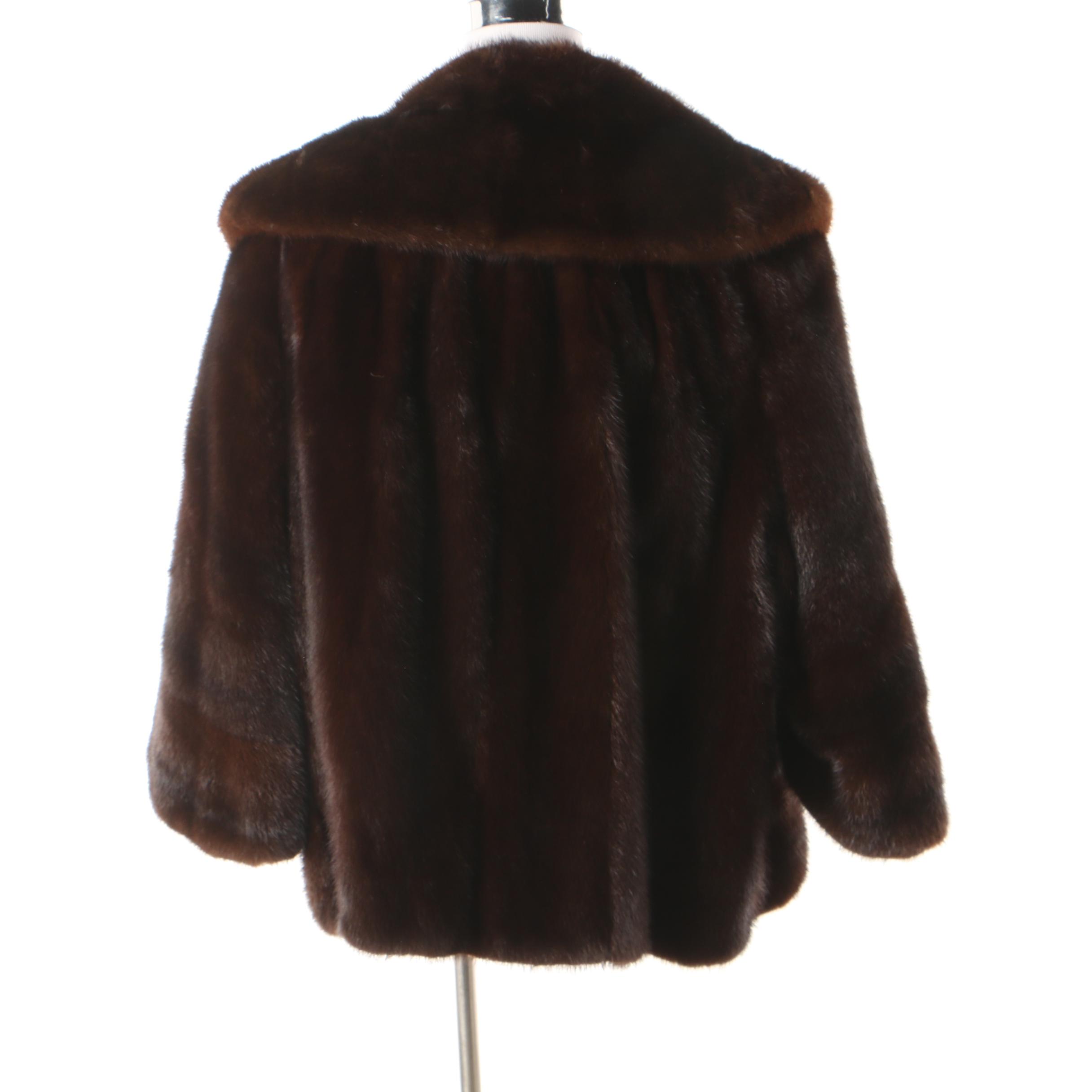 Women's Brehm Furs Mink Fur Open Front Jacket with Shawl Collar, Vintage