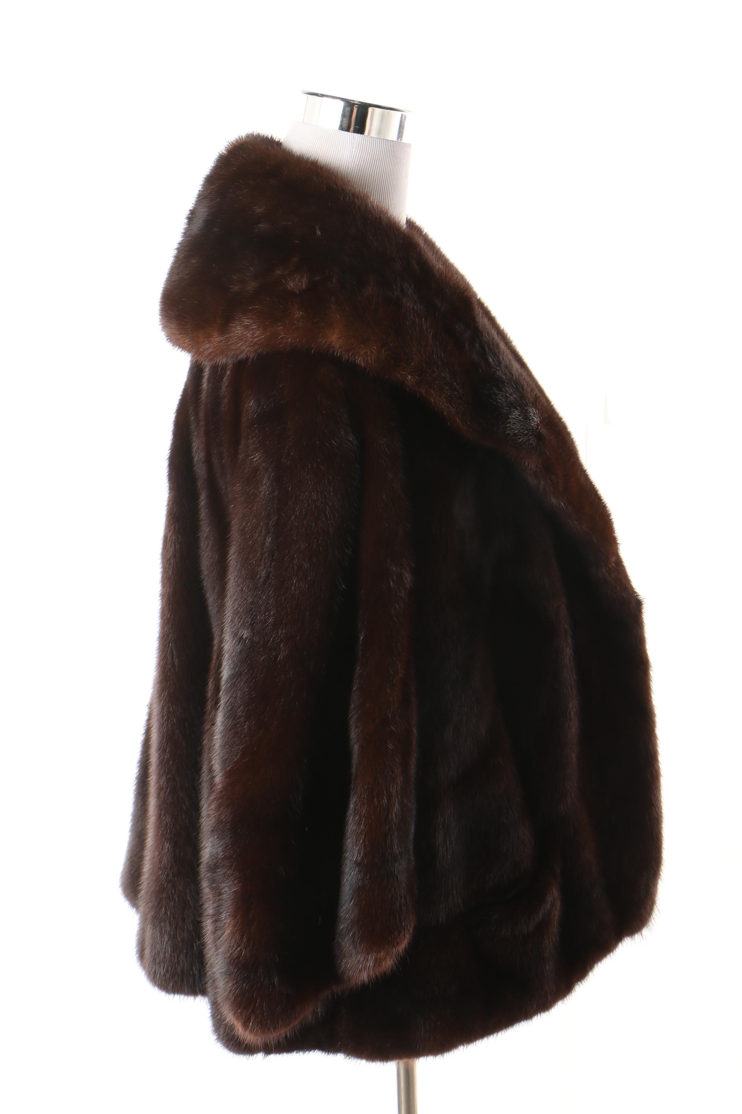 Women's Brehm Furs Mink Fur Open Front Jacket with Shawl Collar, Vintage