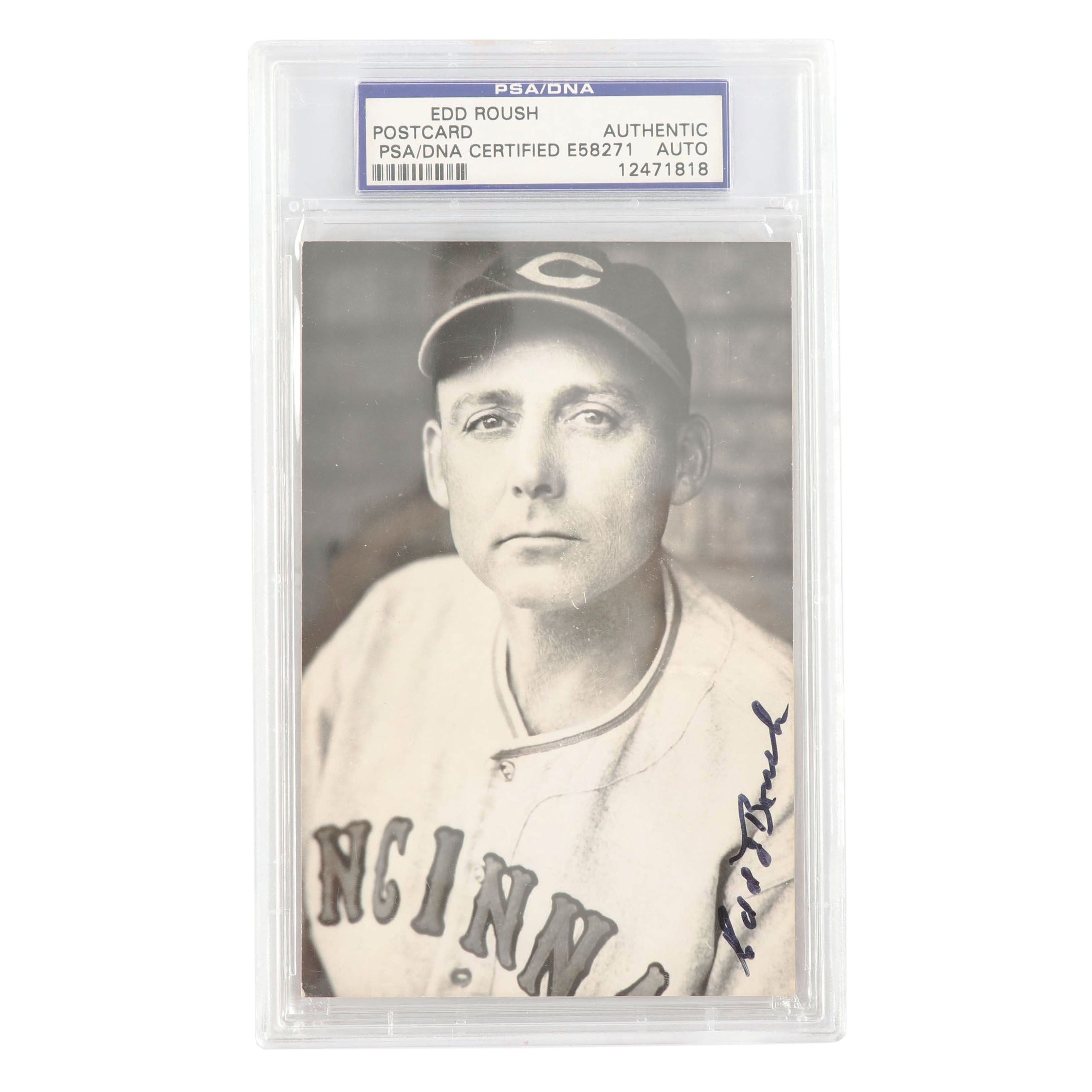 Edd Roush Autographed Post Card - PSA/DNA COA