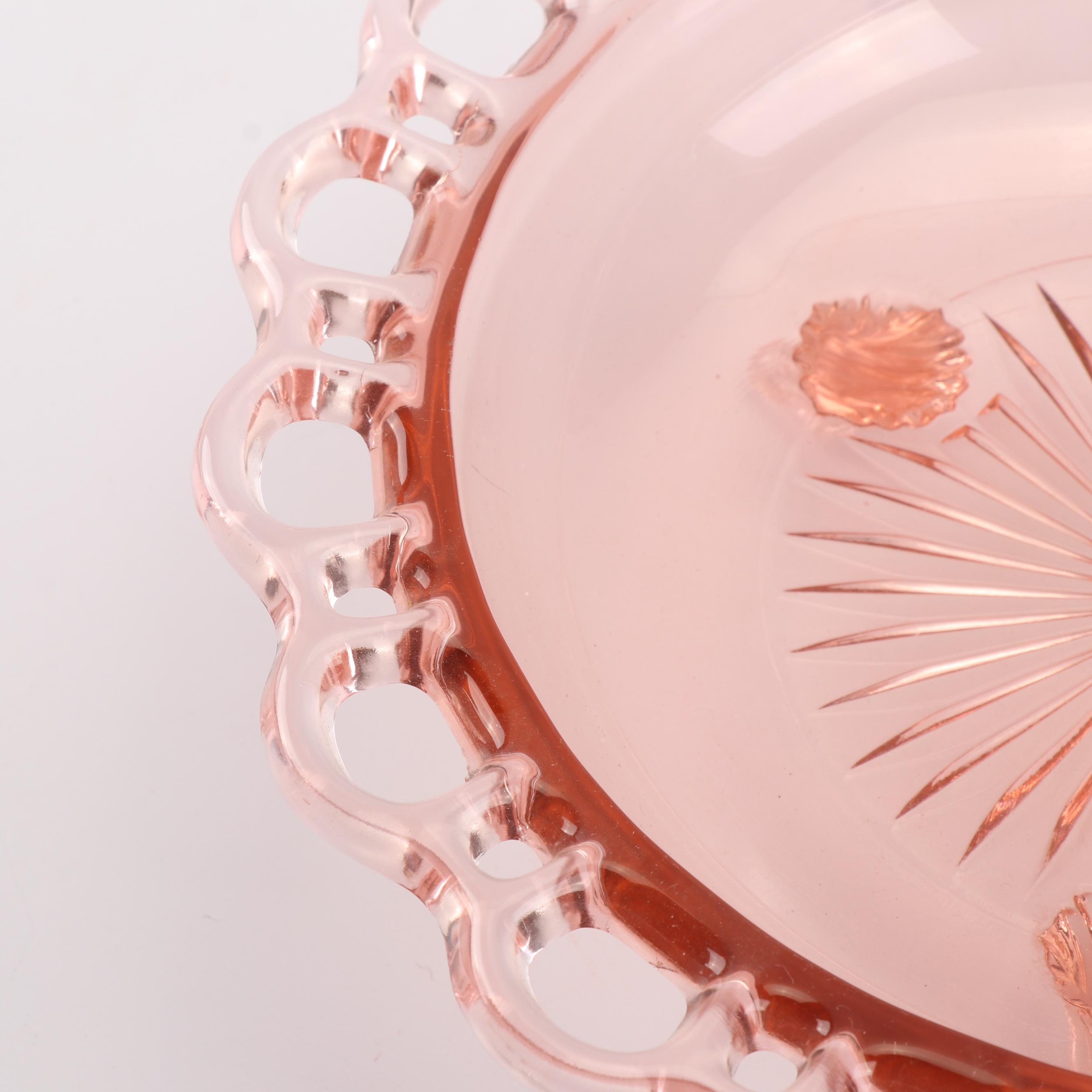 Vintage Anchor Hocking "Lace Edge Pink" Depression Glass Serveware