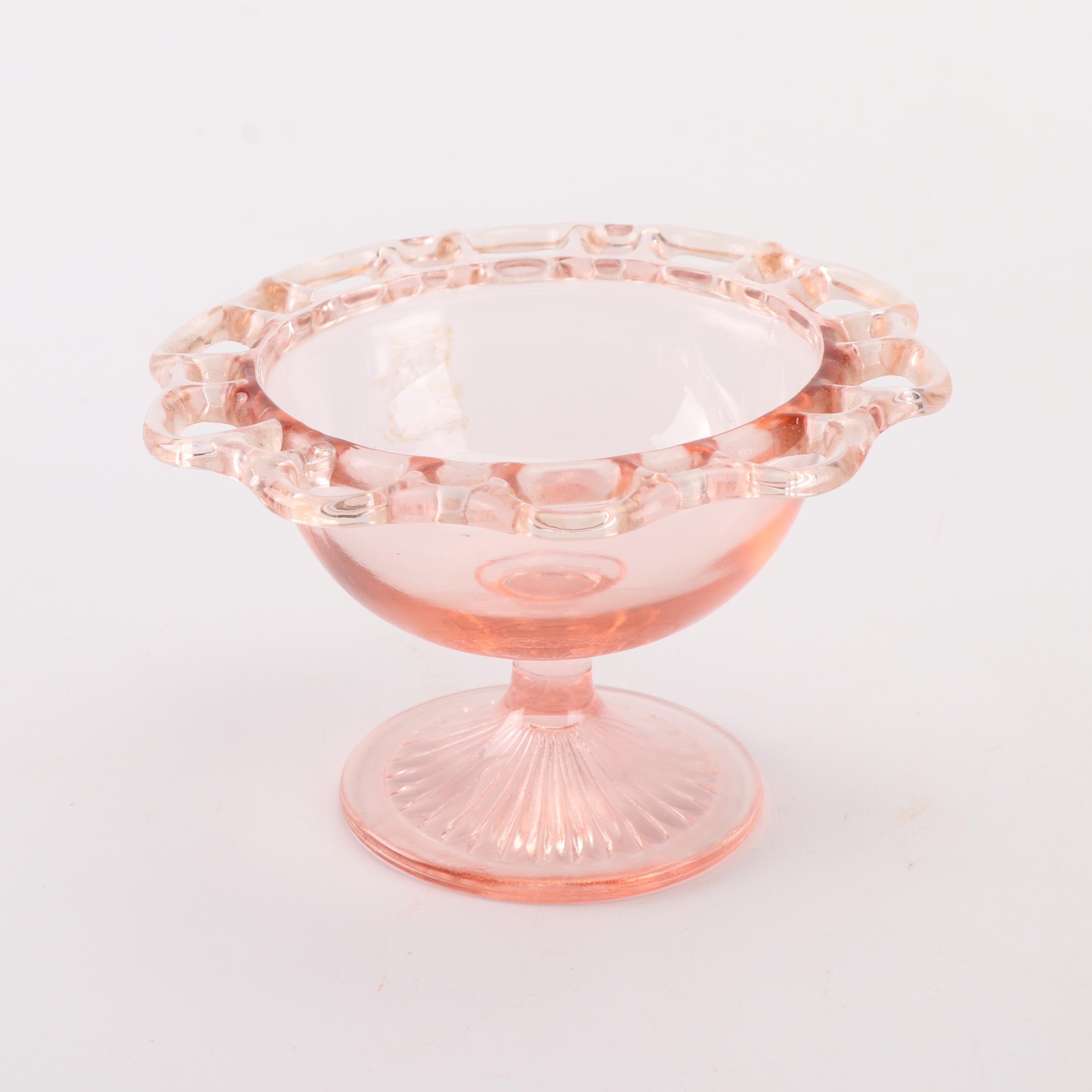 Vintage Anchor Hocking "Lace Edge Pink" Depression Glass Serveware