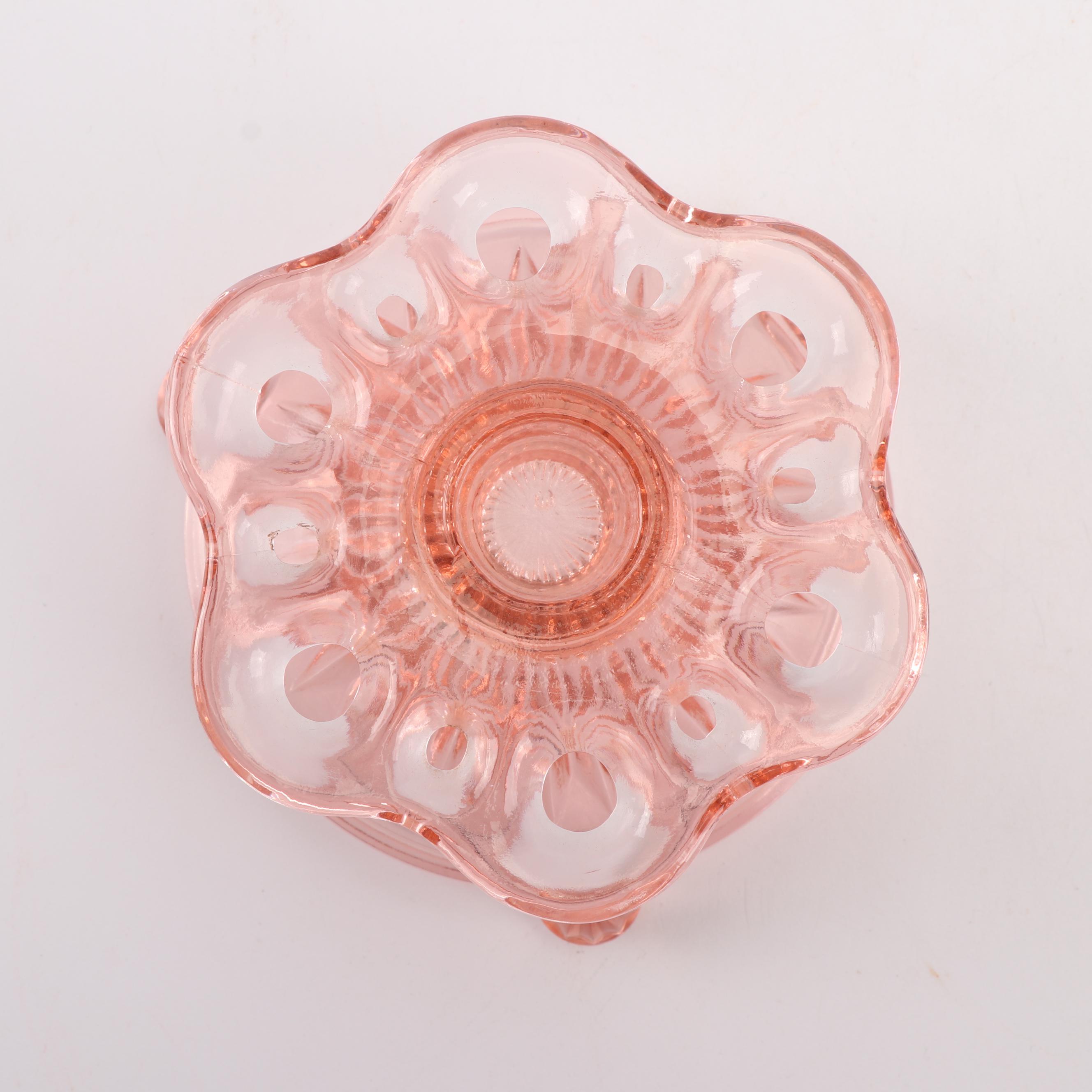 Vintage Anchor Hocking "Lace Edge Pink" Depression Glass Serveware