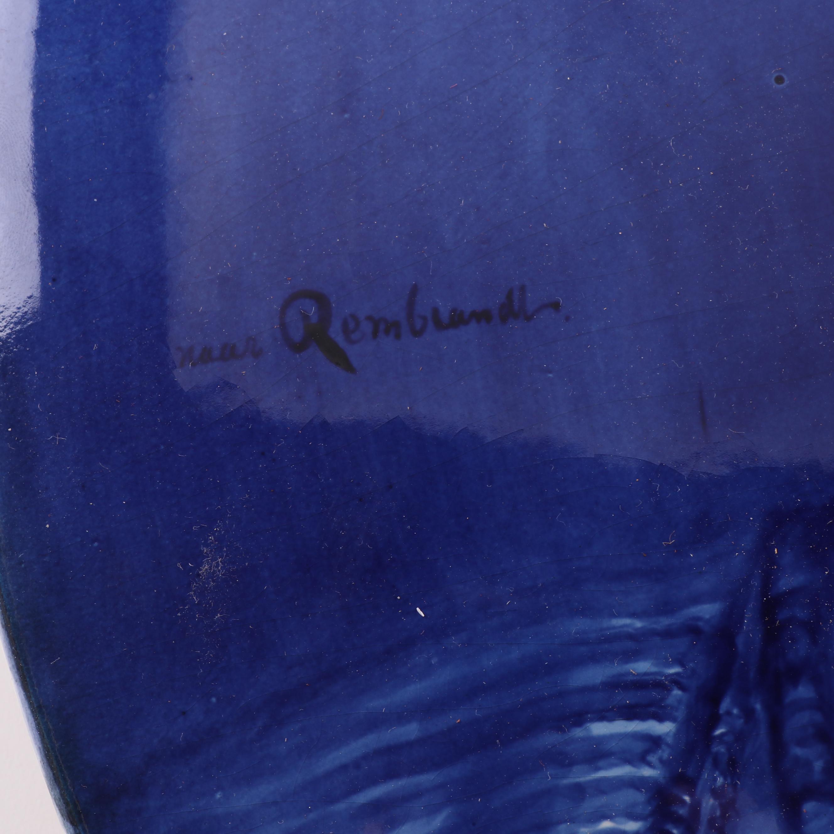 Joost Thooft Labouchere Large Delft Ceramic Tile Portrait after Rembrandt