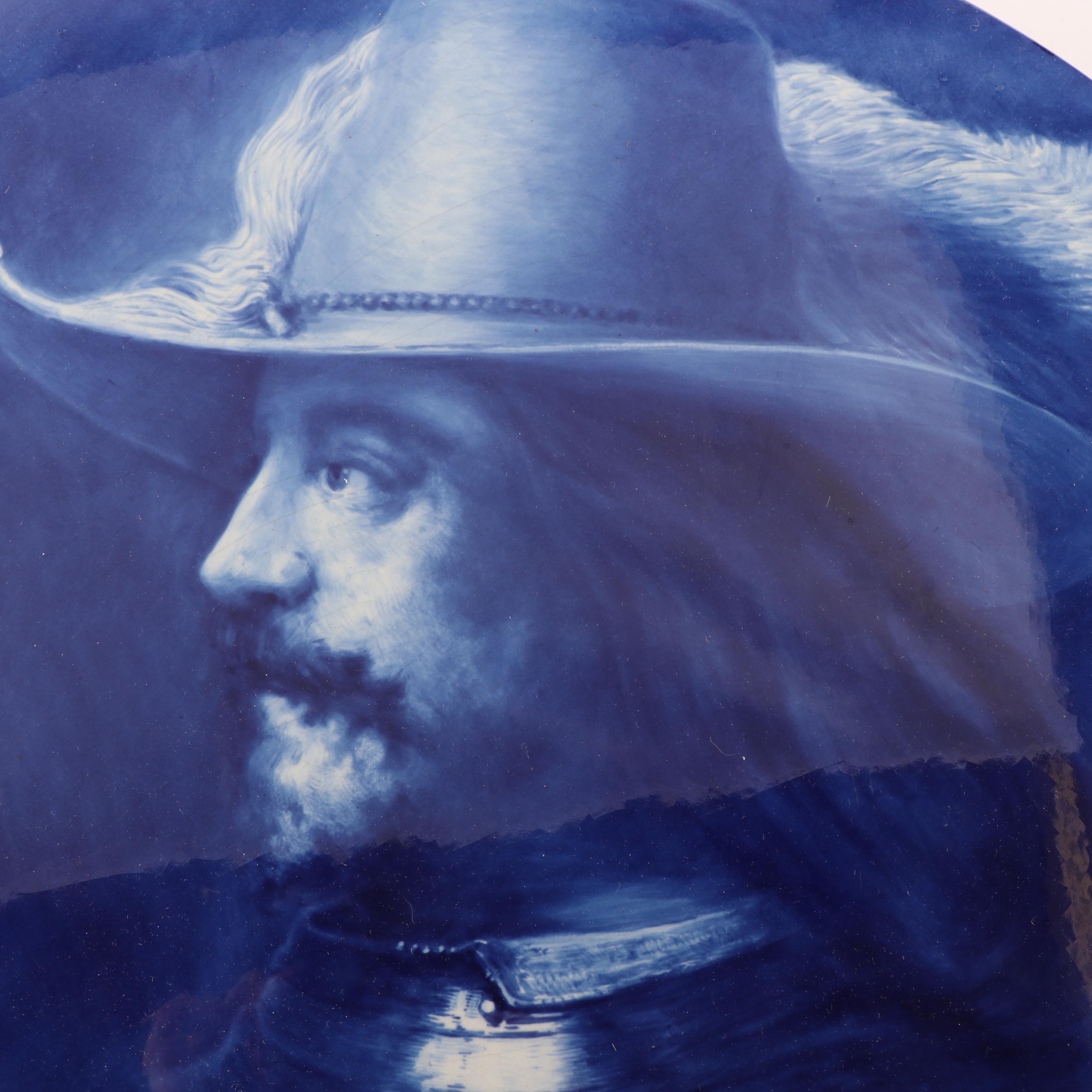 Joost Thooft Labouchere Large Delft Ceramic Tile Portrait after Rembrandt