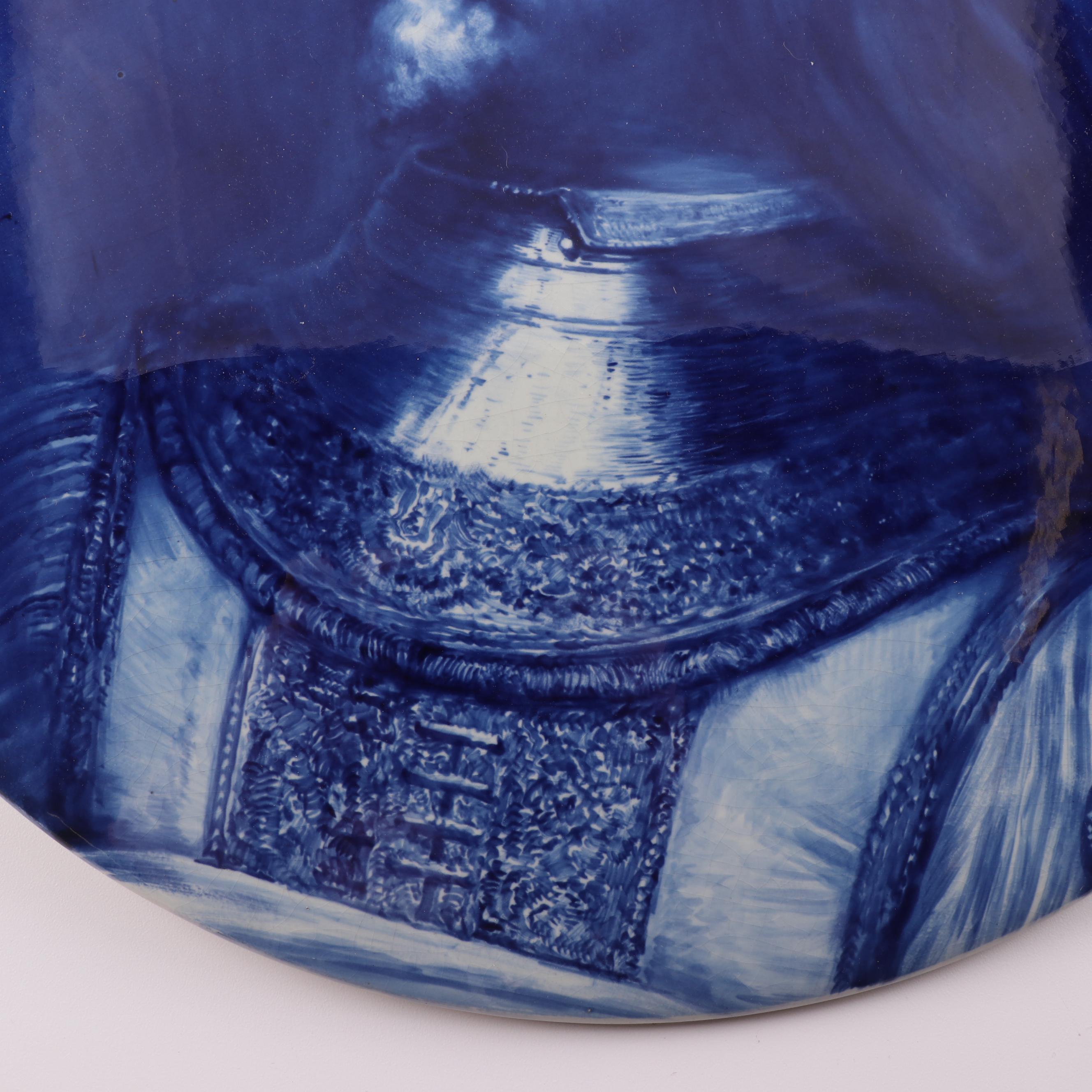 Joost Thooft Labouchere Large Delft Ceramic Tile Portrait after Rembrandt