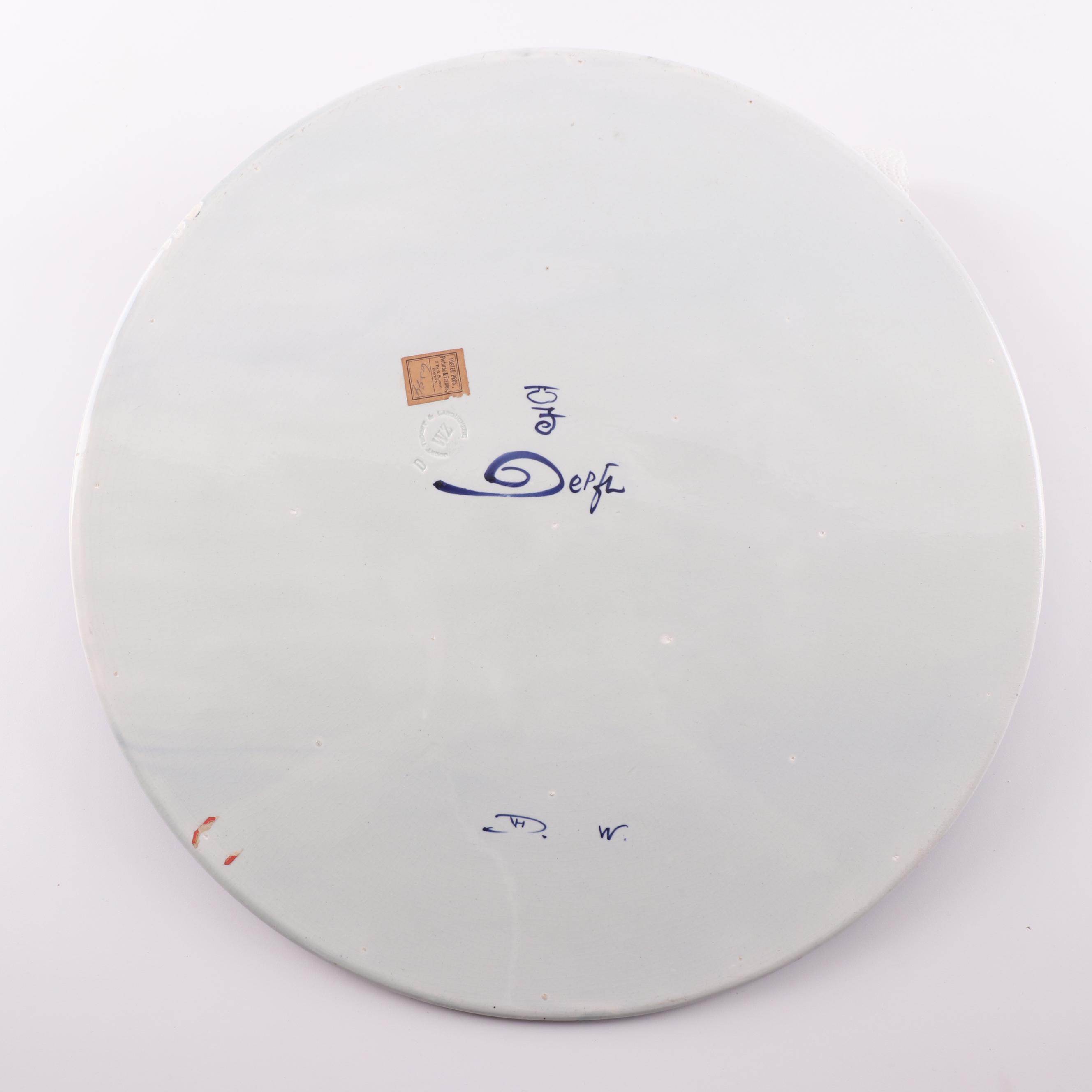 Joost Thooft Labouchere Large Delft Ceramic Tile Portrait after Rembrandt