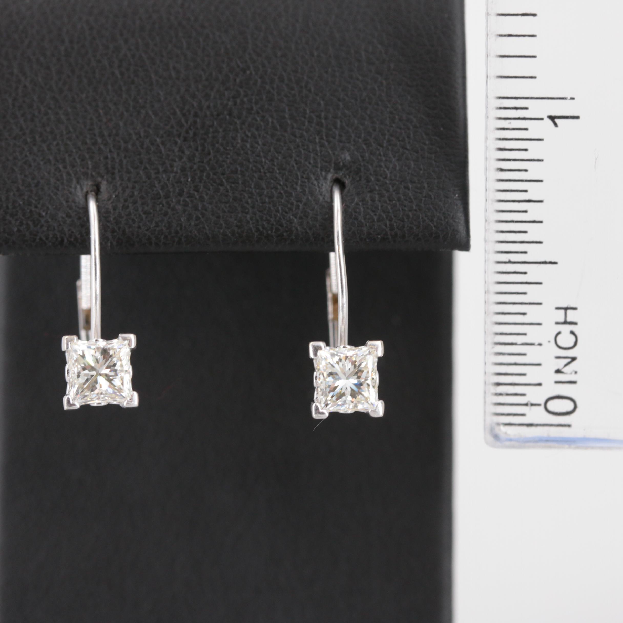 14K White Gold 1.00 CTW Diamond Earrings