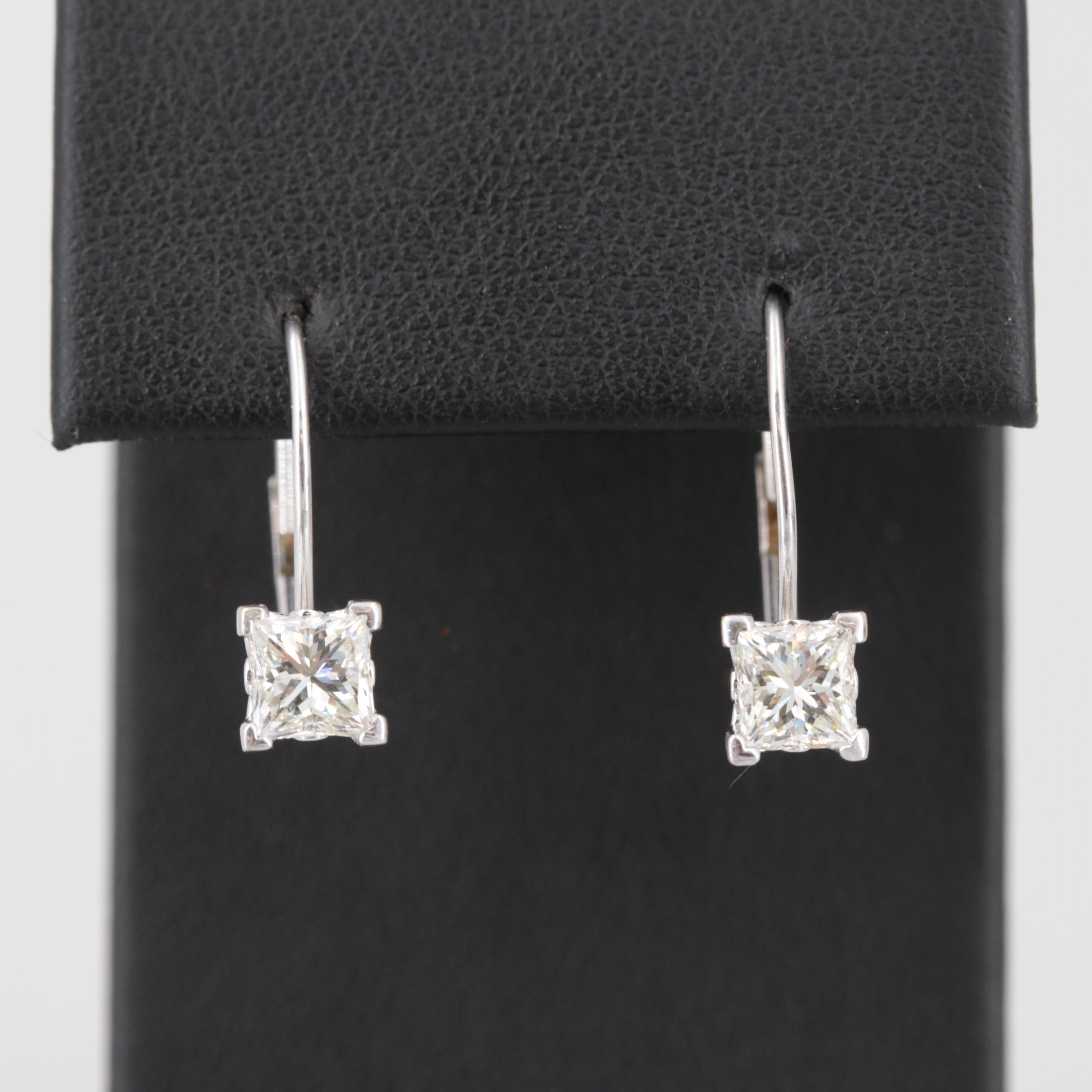 14K White Gold 1.00 CTW Diamond Earrings