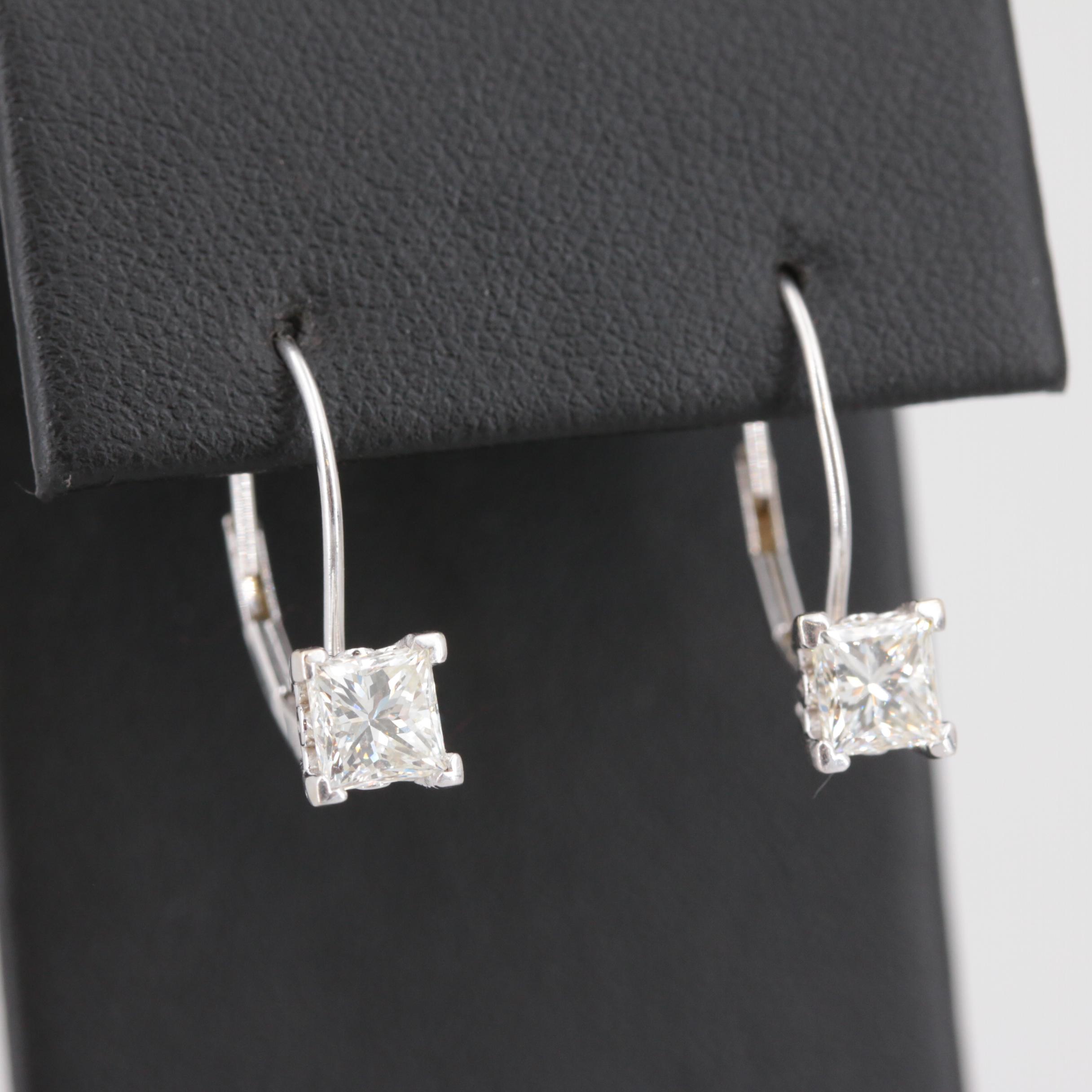 14K White Gold 1.00 CTW Diamond Earrings