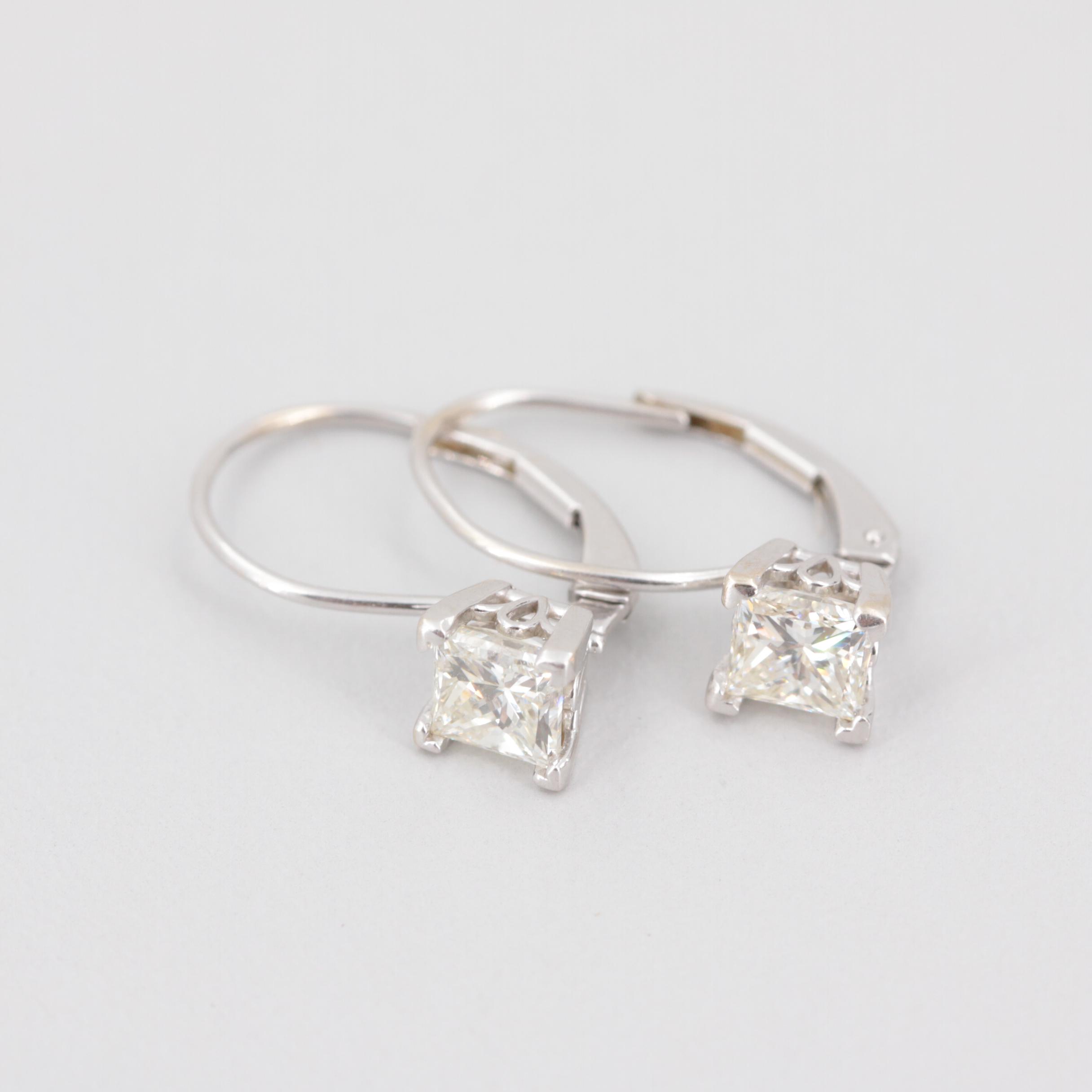 14K White Gold 1.00 CTW Diamond Earrings