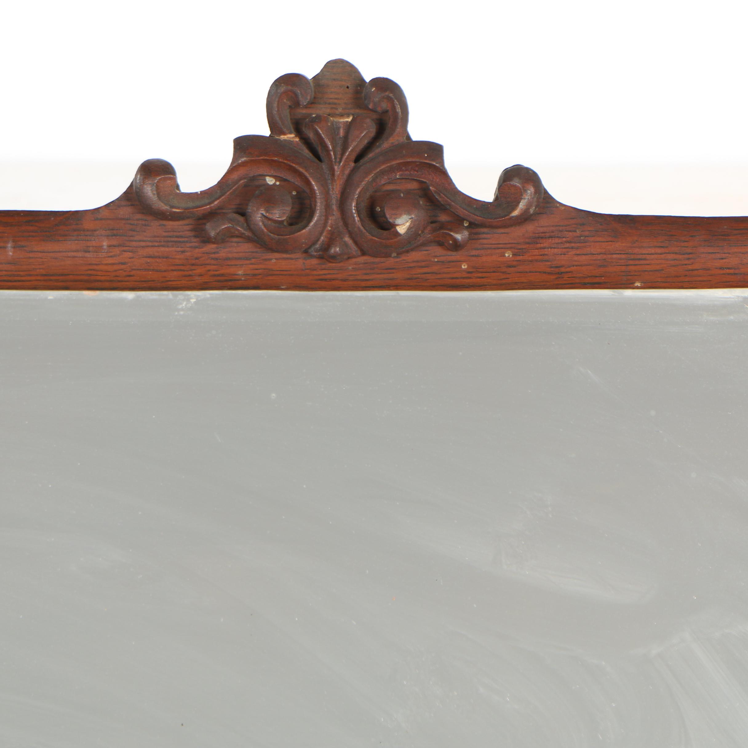 Late Victorian Style Oak Framed Dresser Mirror, 20th Century