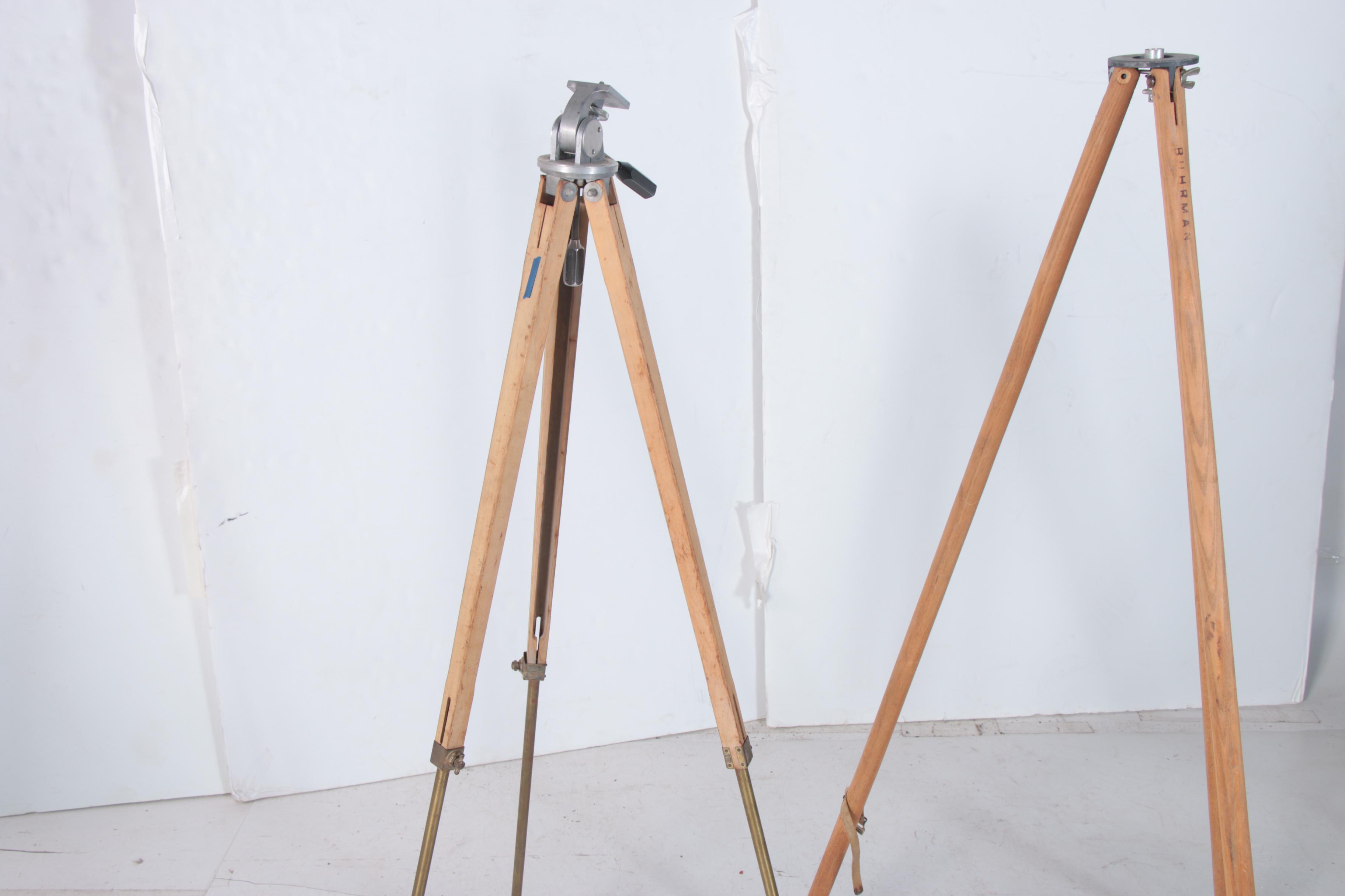 Accura "Quick" and Other Large Wood and Metal Tripods, Early 20th Century