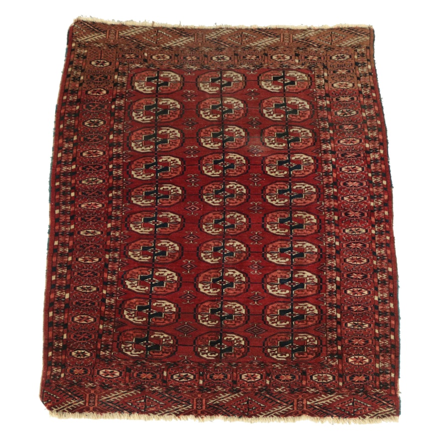 Hand-Knotted Turkmen Tekke Bokhara Wool Area Rug