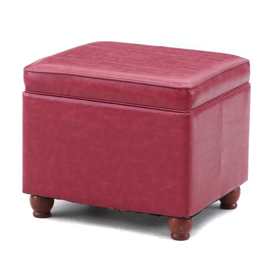 Padded Faux Leather Storage Footstool