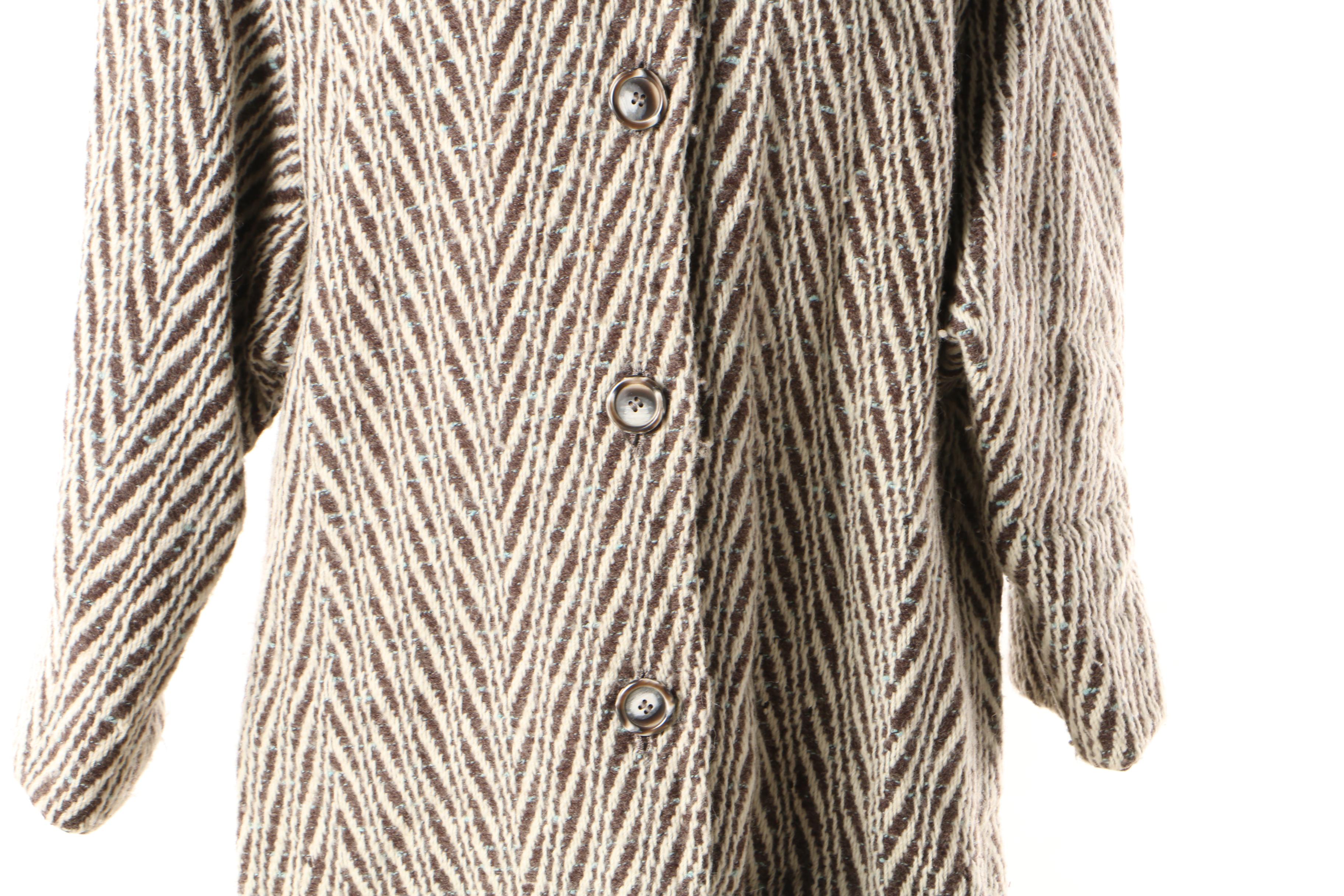 Women's Herringbone Knit Button-Front Coat, Vintage
