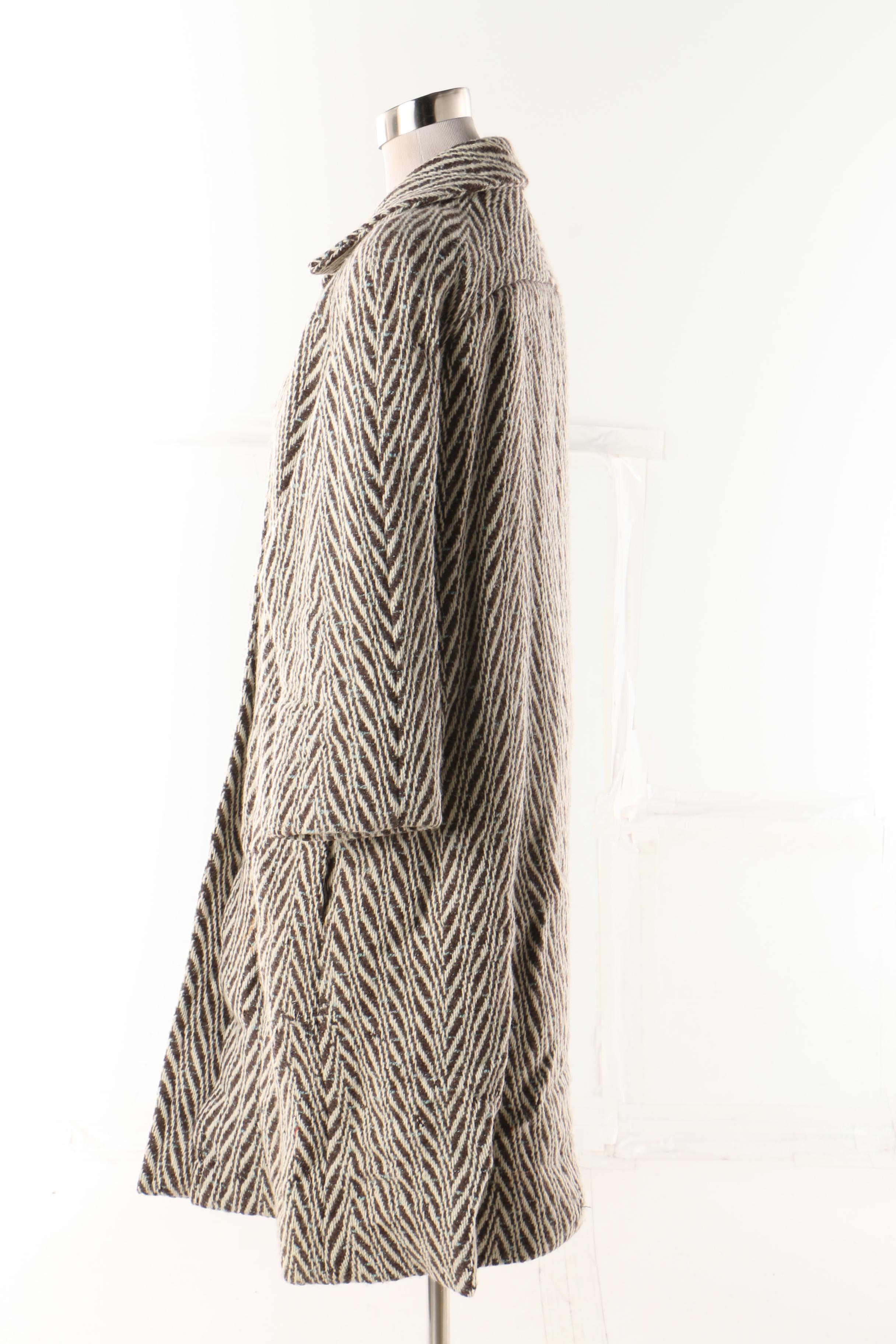 Women's Herringbone Knit Button-Front Coat, Vintage