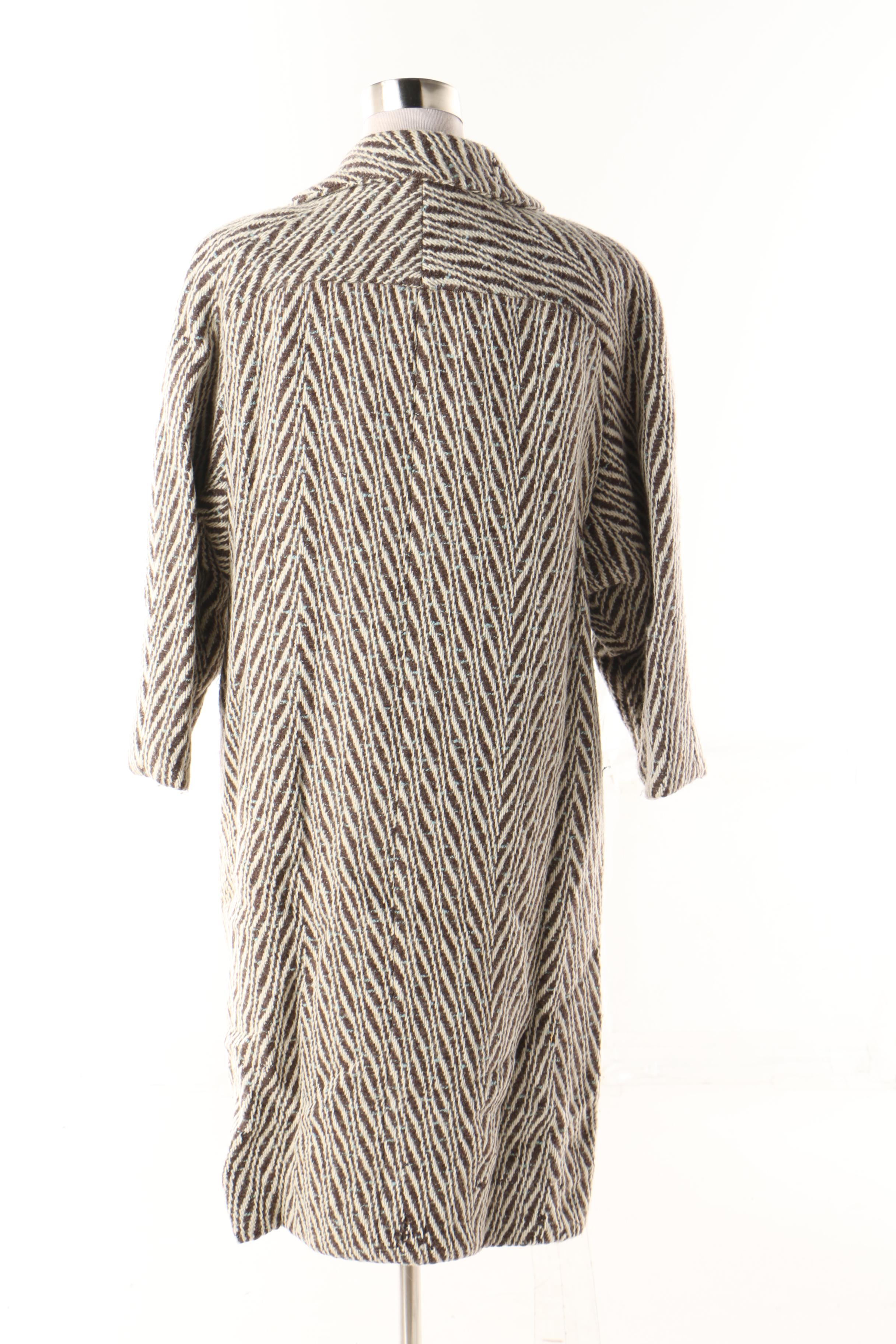 Women's Herringbone Knit Button-Front Coat, Vintage