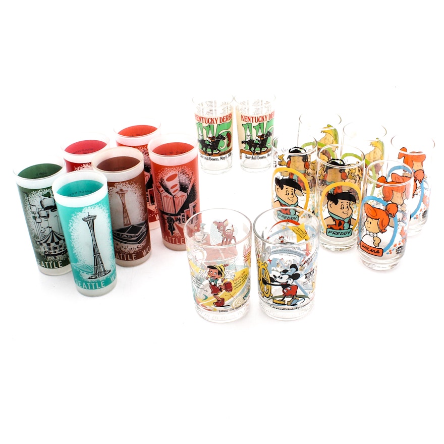 Collector Tumblers Featuring Seattle World's Fair and Flintstone Kids