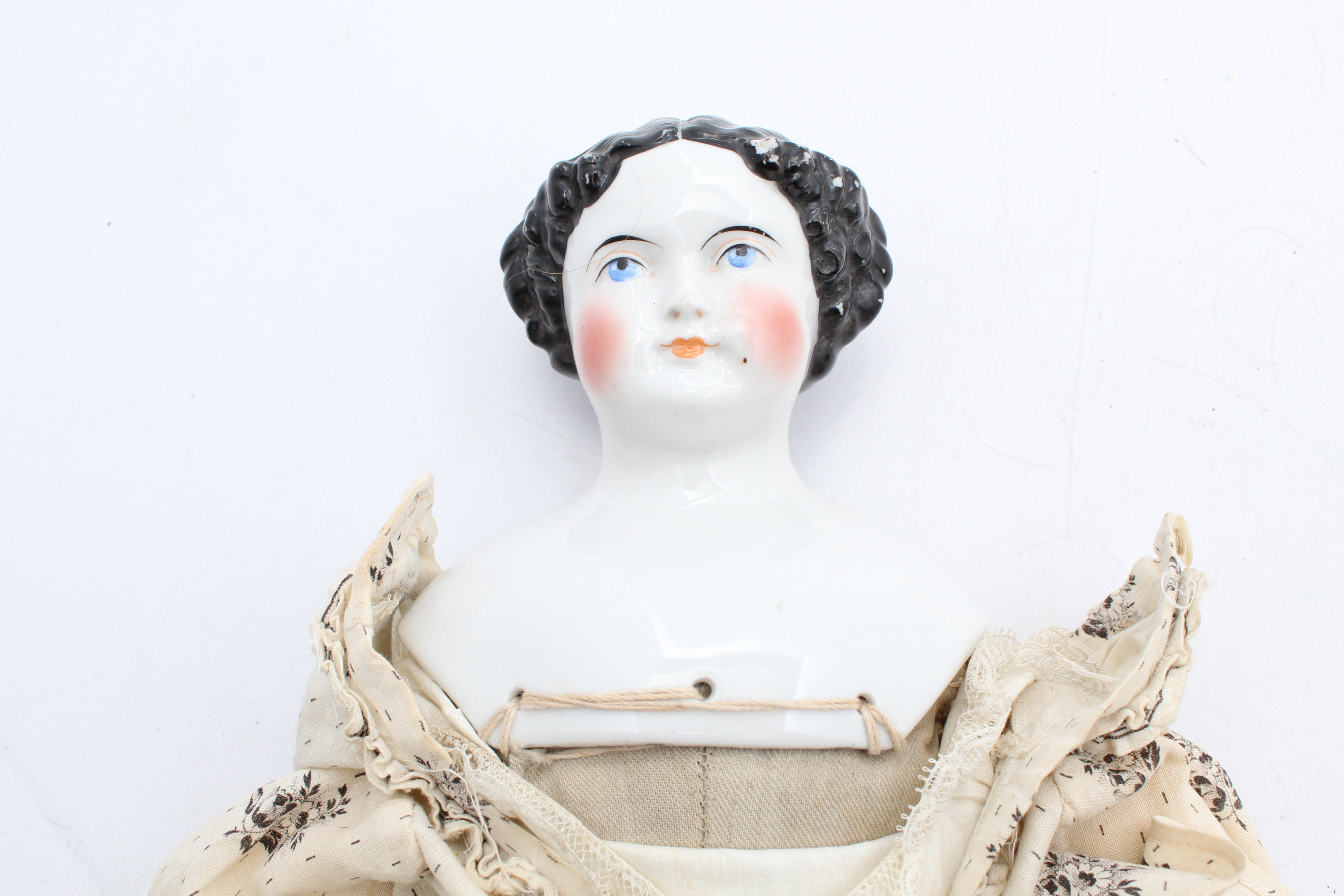 Antique Porcelain, Bisque and Cloth Doll