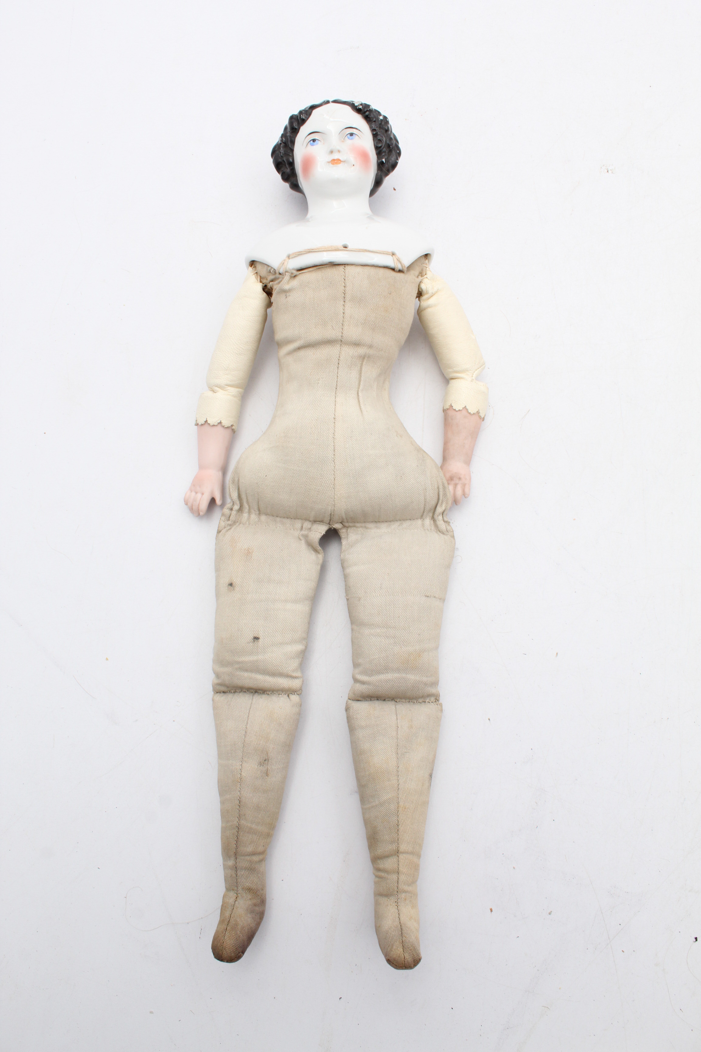 Antique Porcelain, Bisque and Cloth Doll