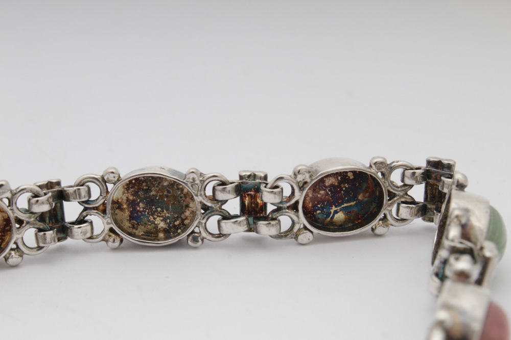 Sterling Silver Gemstone Scarab Bracelet