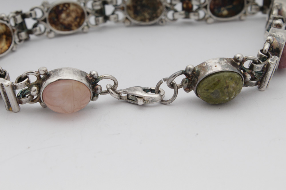 Sterling Silver Gemstone Scarab Bracelet