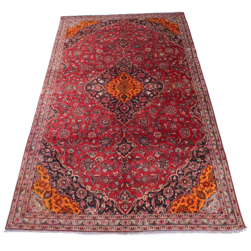 Semi-Antique Hand-Knotted Persian Kashan Rug, circa 1960