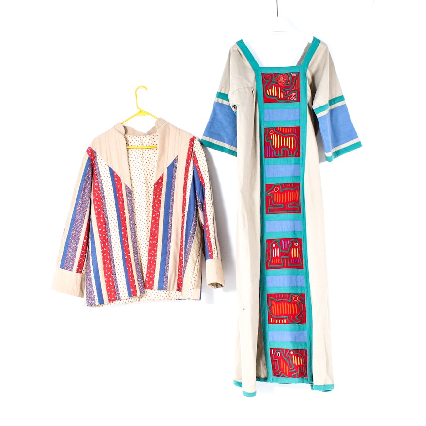 Handcrafted Panamanian Mola Textile Dress and Jacket