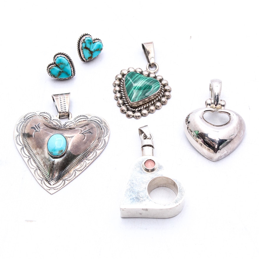 Sterling Silver Heart Shaped Jewelry Featuring Taxco, Esposito