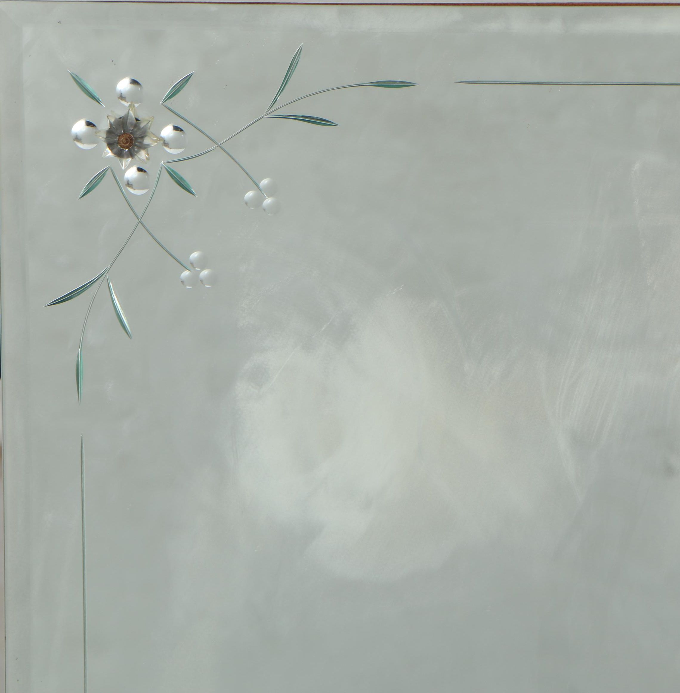 Wall Mirror with Etched Foliate Decoration, Mid-Century