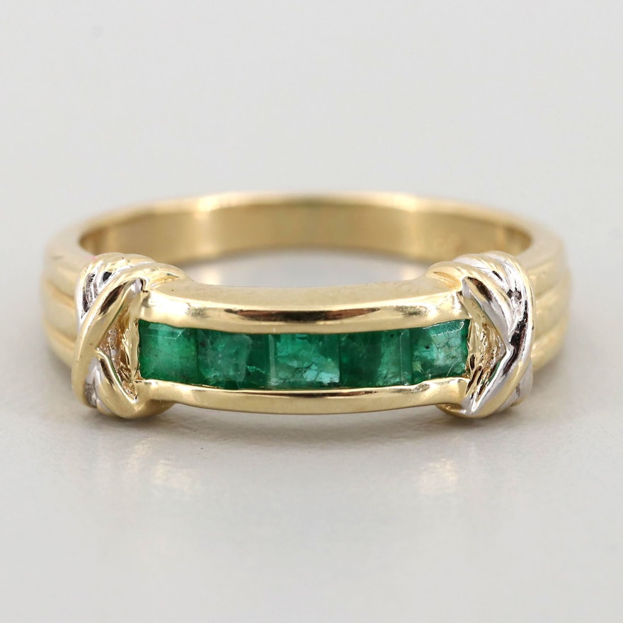 14K Yellow Gold Emerald Ring