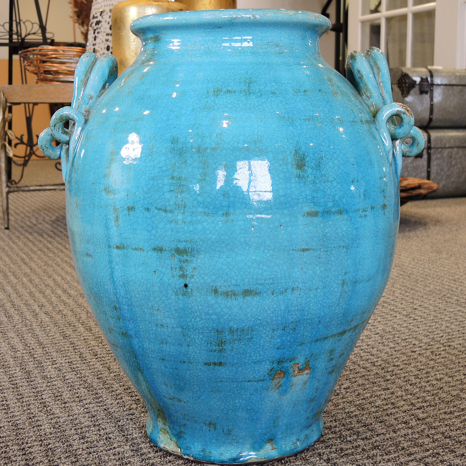 Oversized Ceramic Vase with Handles EBTH