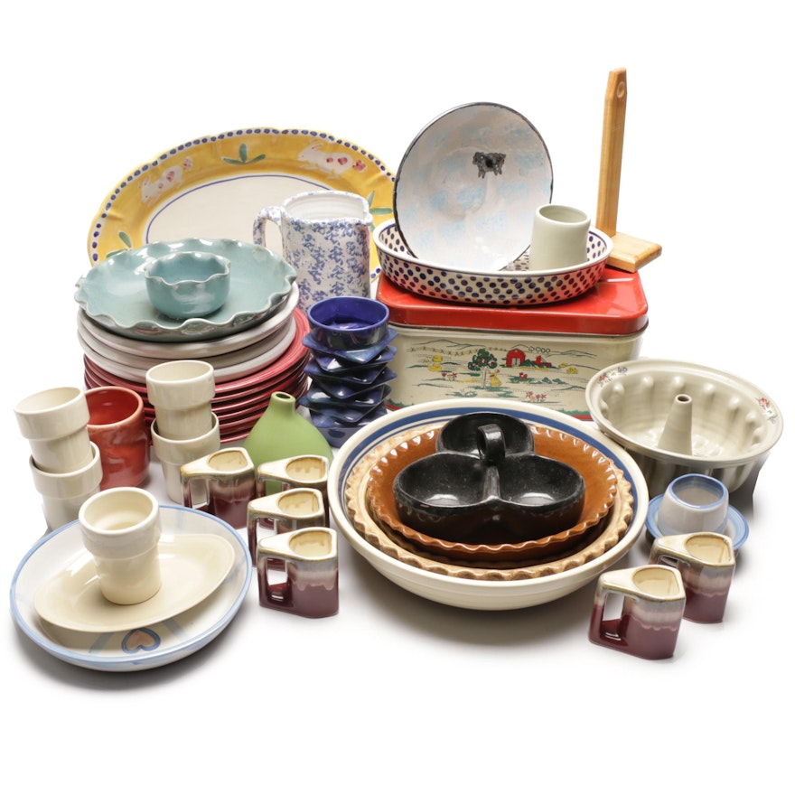 Tableware Including Boleslawiec, MA Hadley, Bybee Pottery and Handcrafted