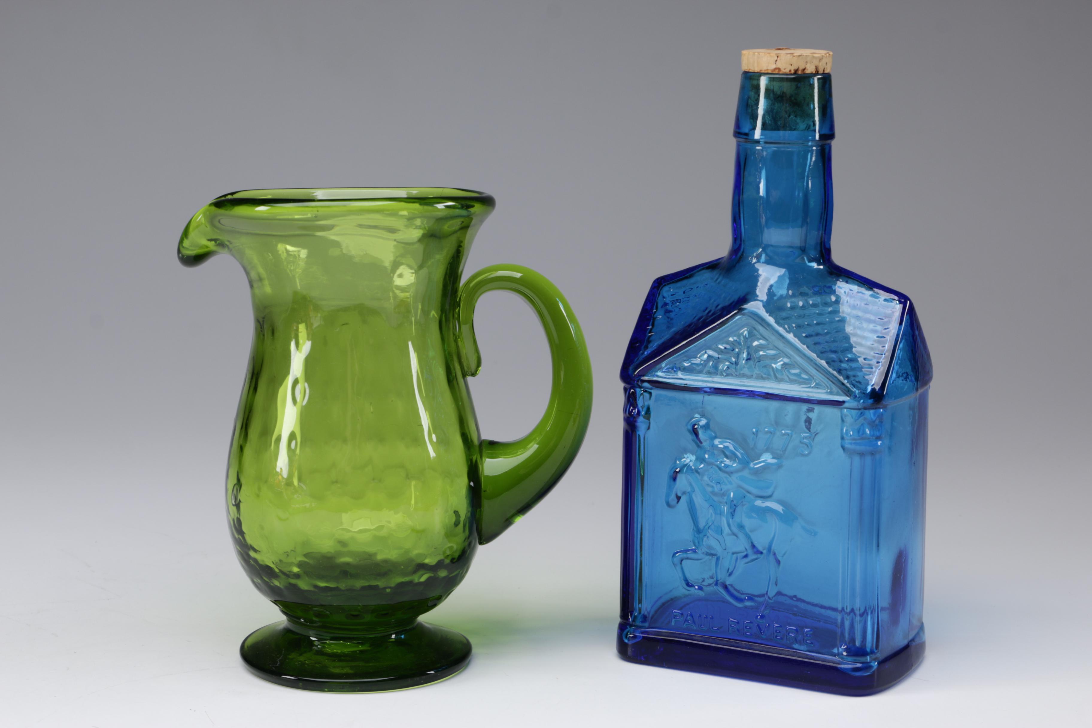 Assorted Blown and Pressed Colored Glass Tableware