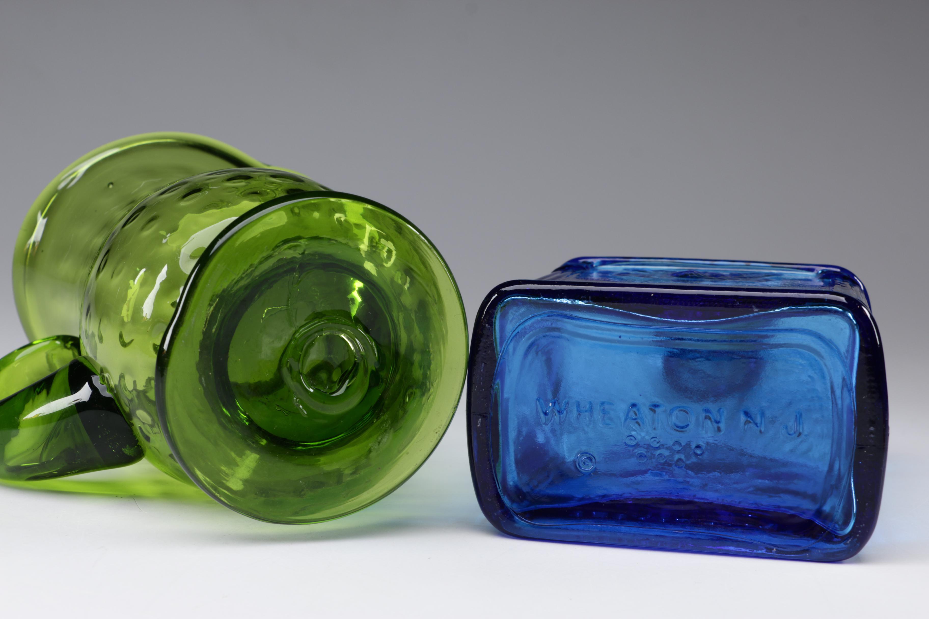 Assorted Blown and Pressed Colored Glass Tableware