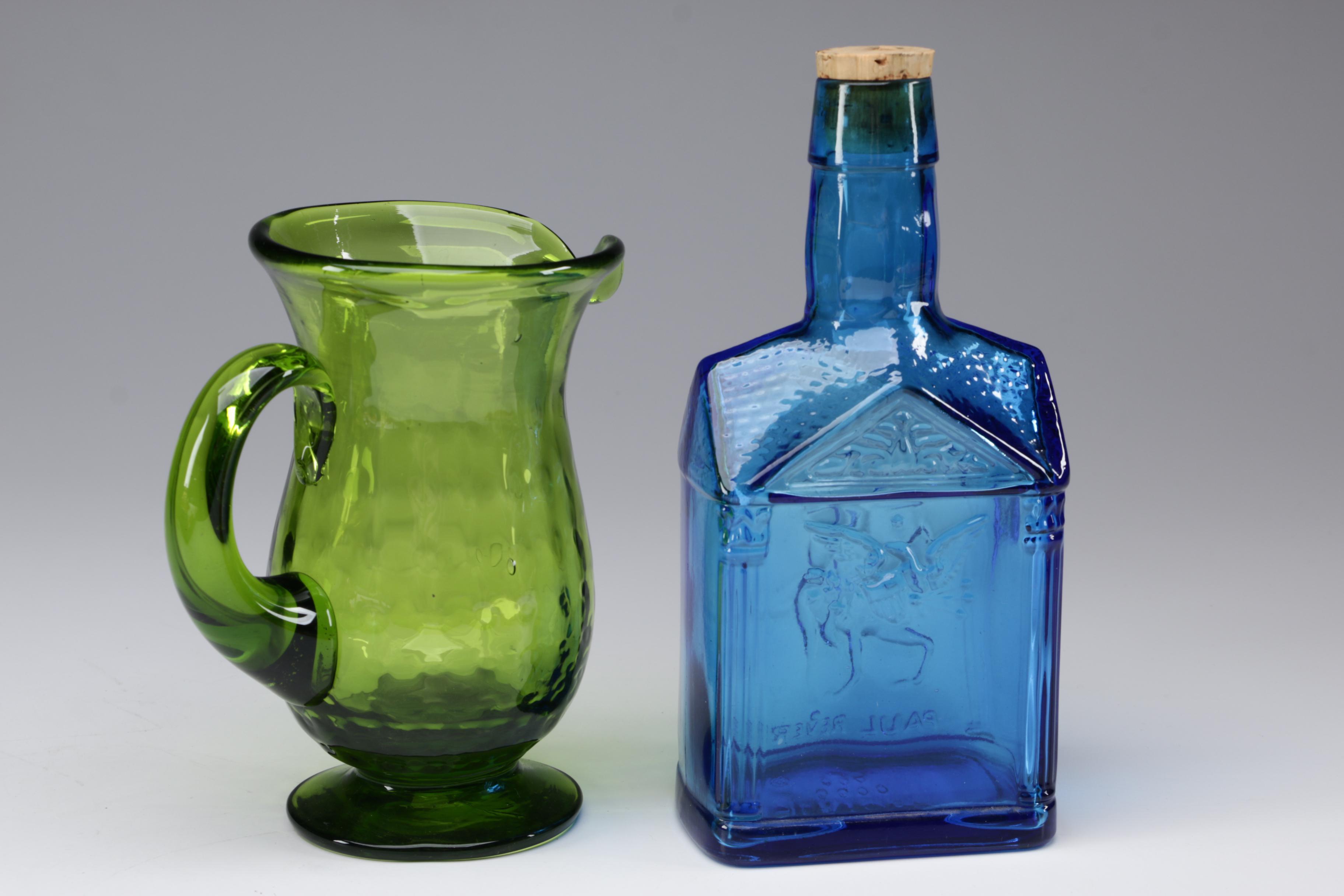 Assorted Blown and Pressed Colored Glass Tableware