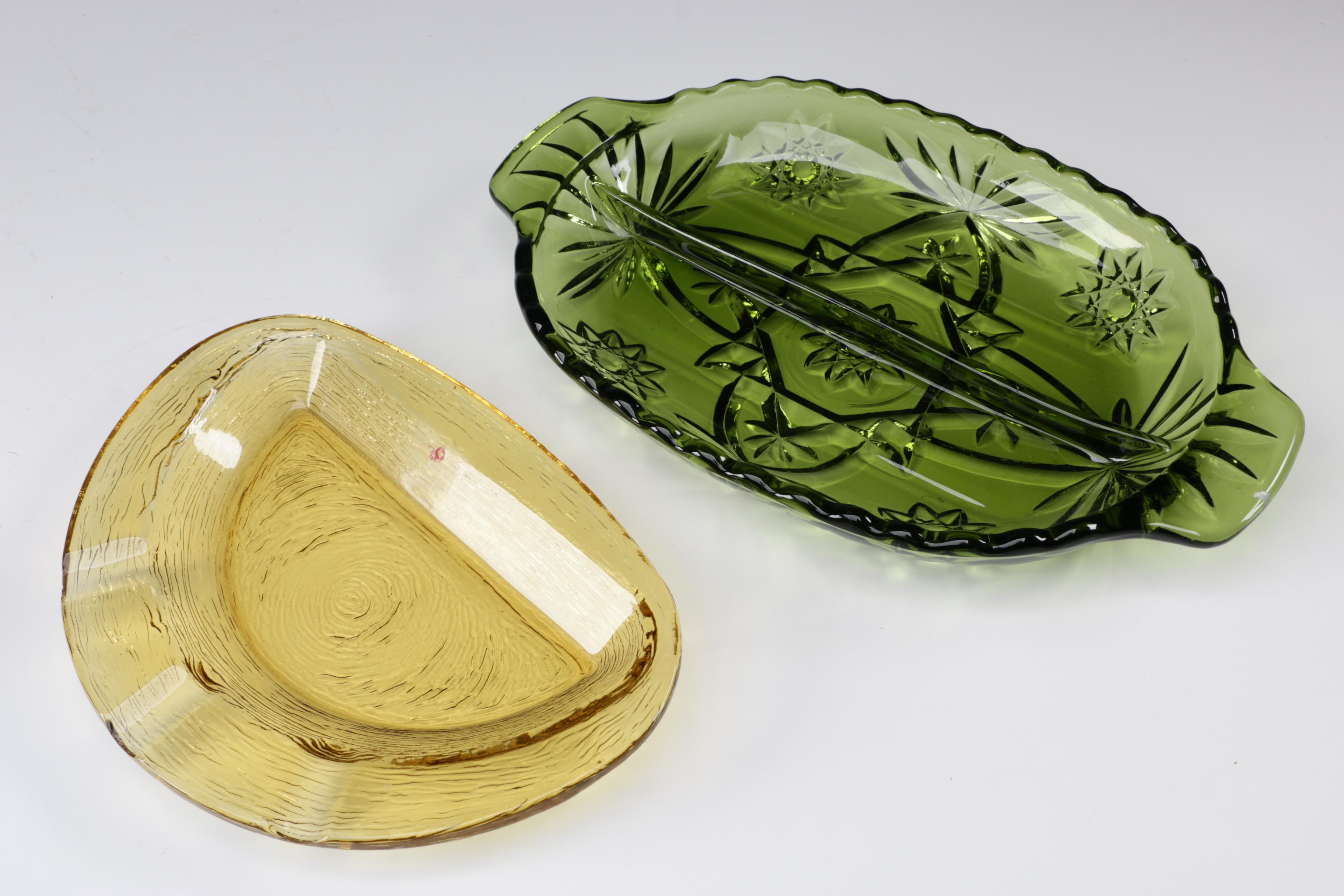 Assorted Blown and Pressed Colored Glass Tableware