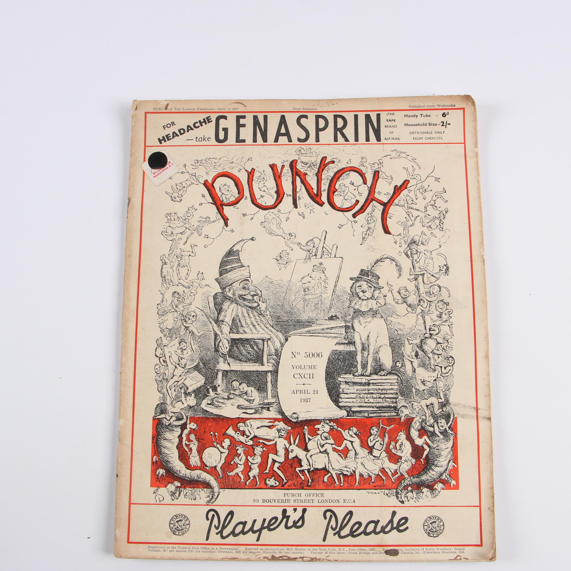1937 "Punch" Magazine Issue with Vintage Books