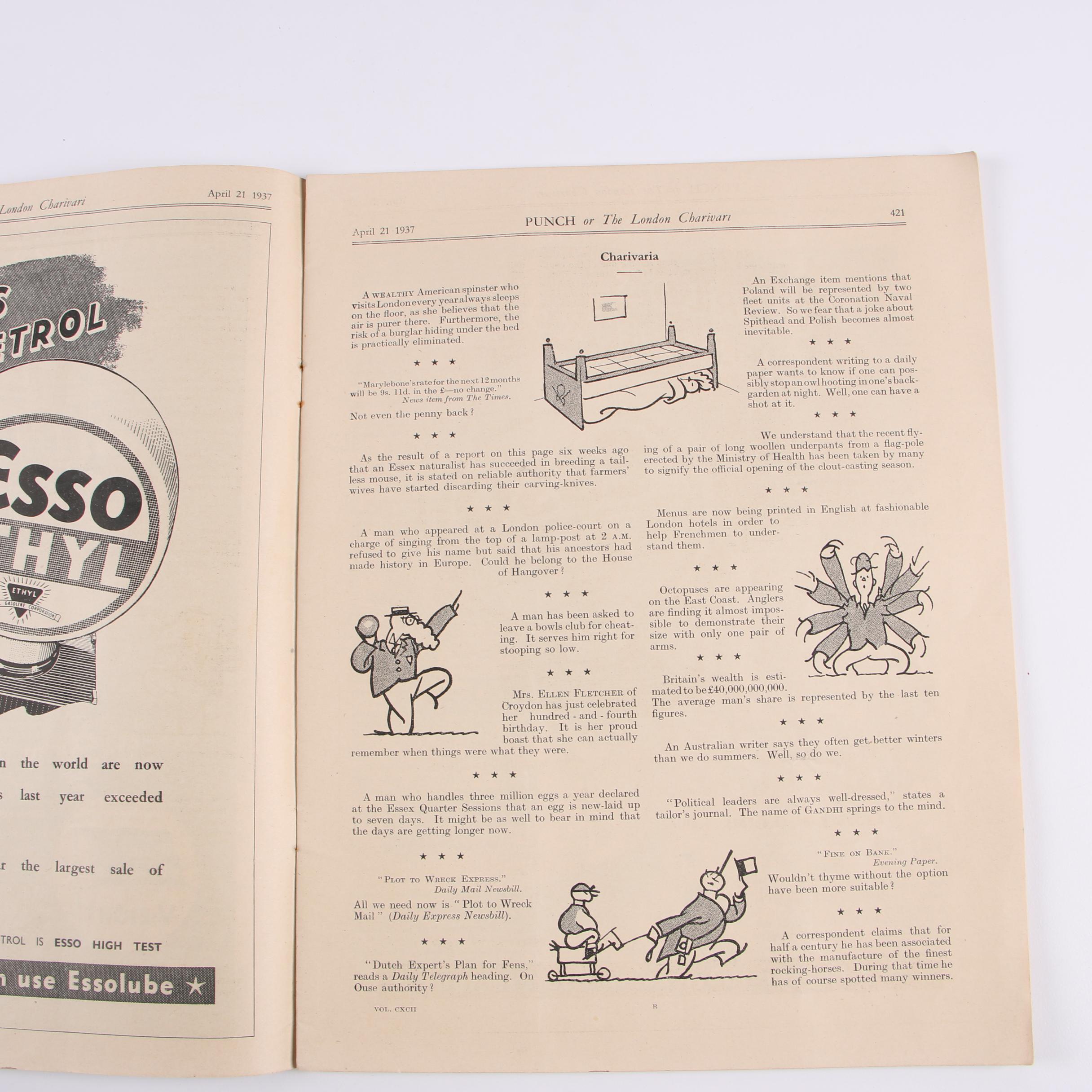 1937 "Punch" Magazine Issue with Vintage Books