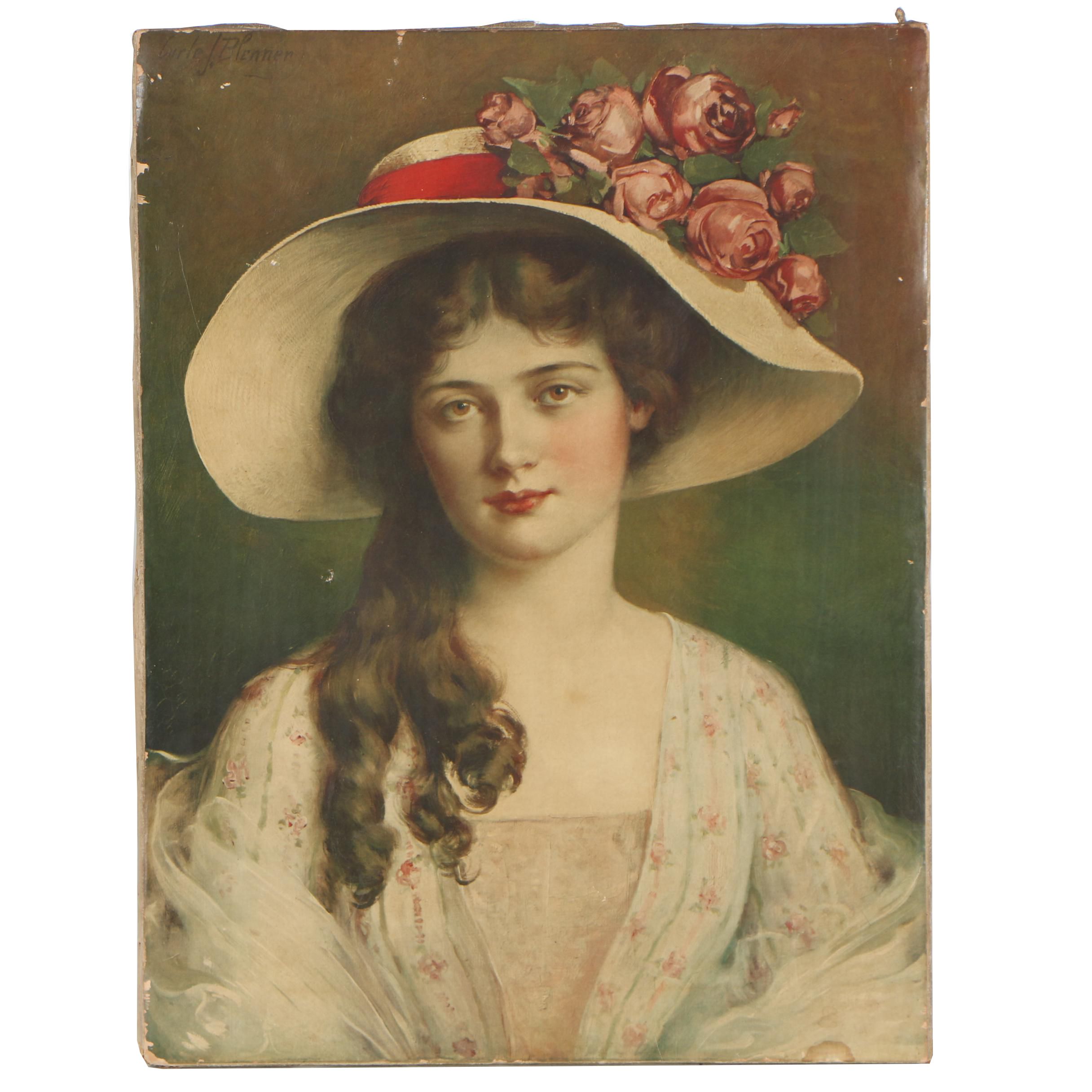 Chromolithograph after Carle J. Blenner Portrait of a Young Lady