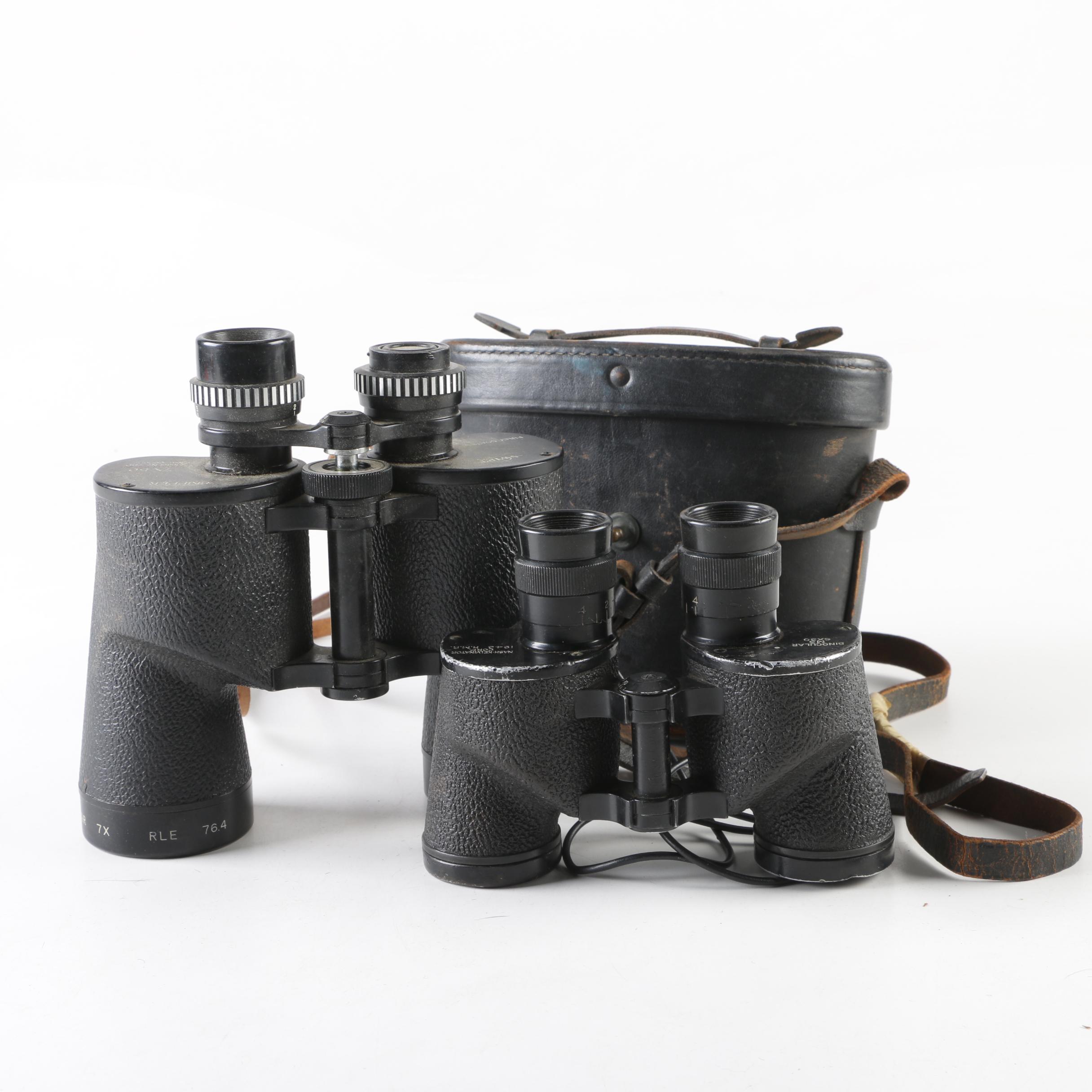 Nash-Kelvinator World War II Era M3 Binoculars with Swift Binoculars and Case