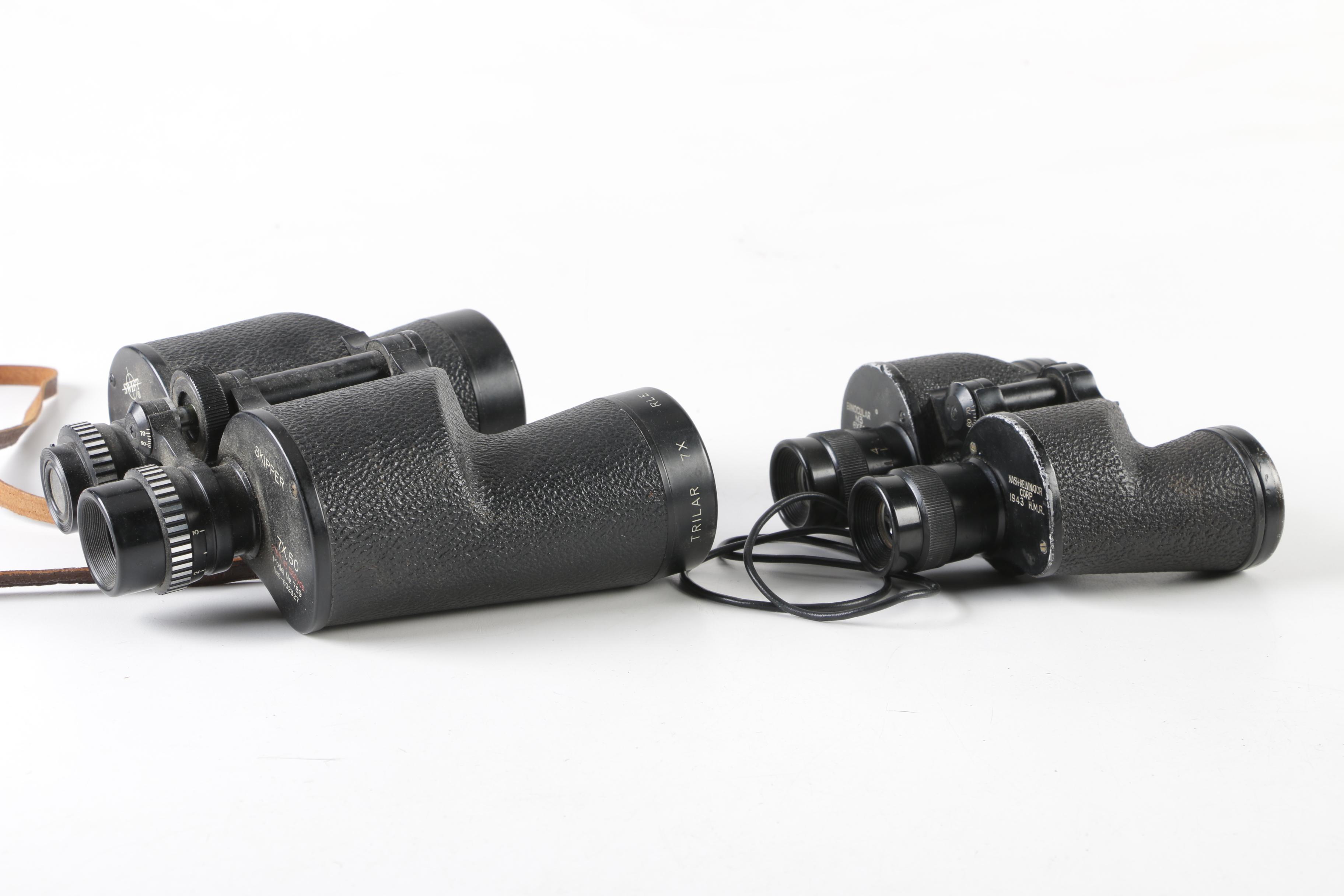 Nash-Kelvinator World War II Era M3 Binoculars with Swift Binoculars and Case