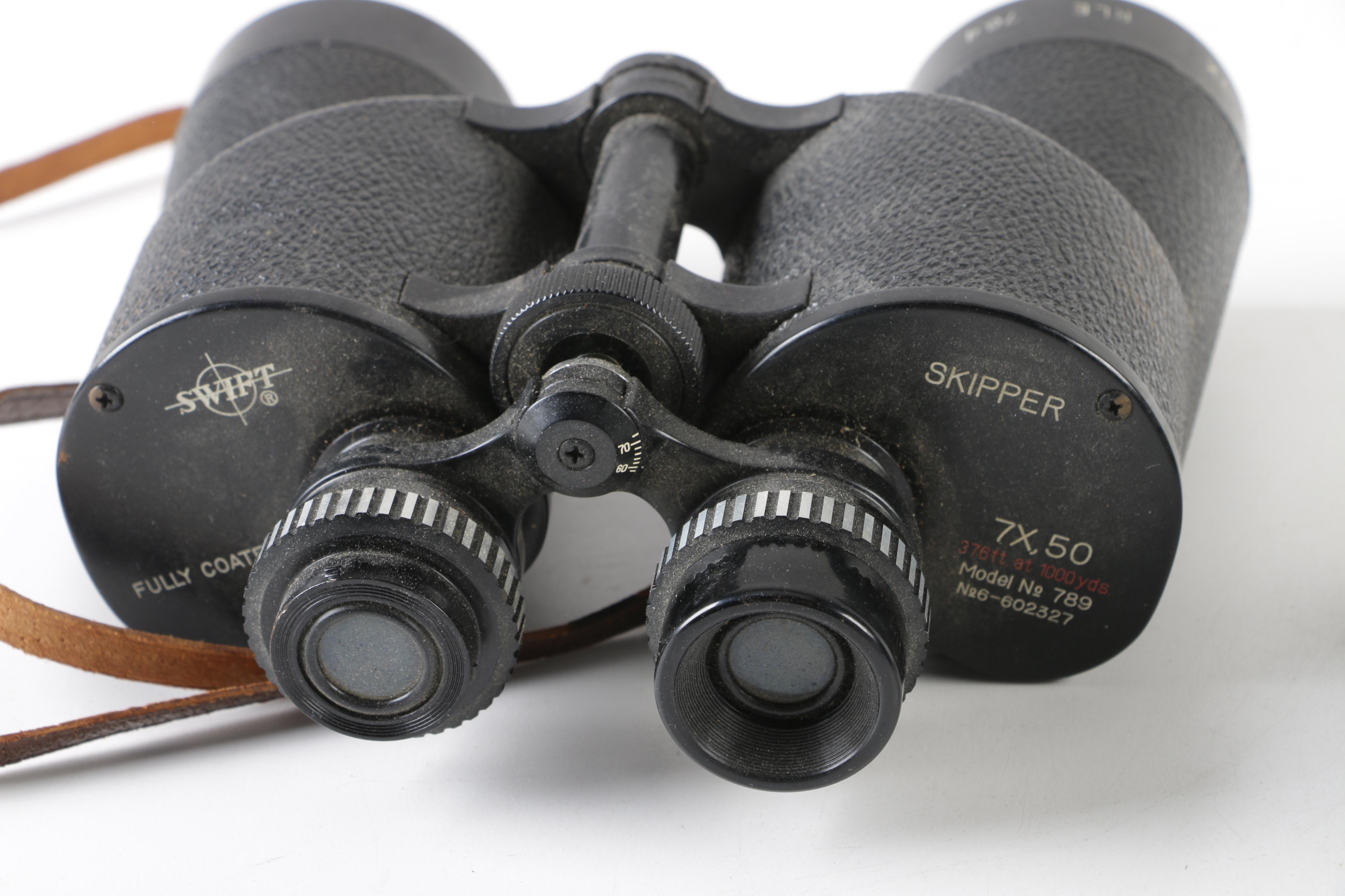 Nash-Kelvinator World War II Era M3 Binoculars with Swift Binoculars and Case