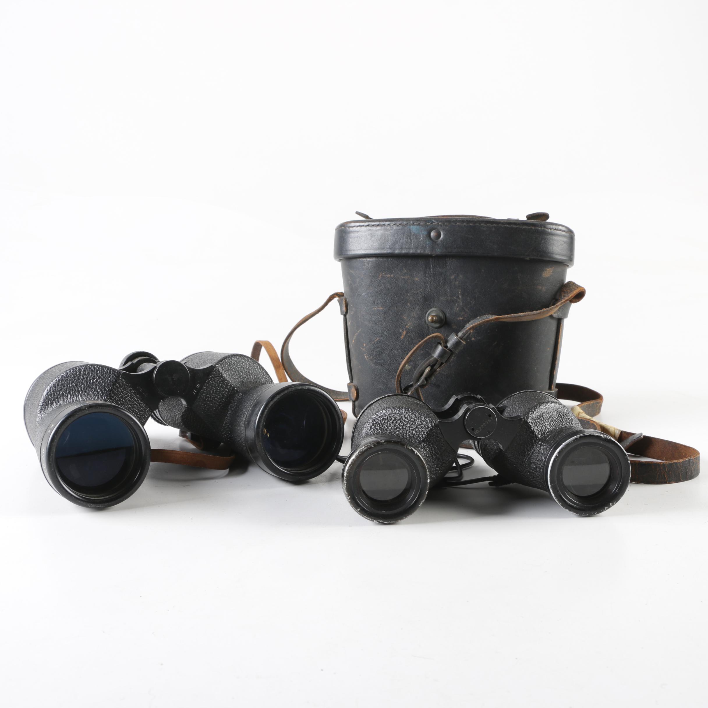 Nash-Kelvinator World War II Era M3 Binoculars with Swift Binoculars and Case