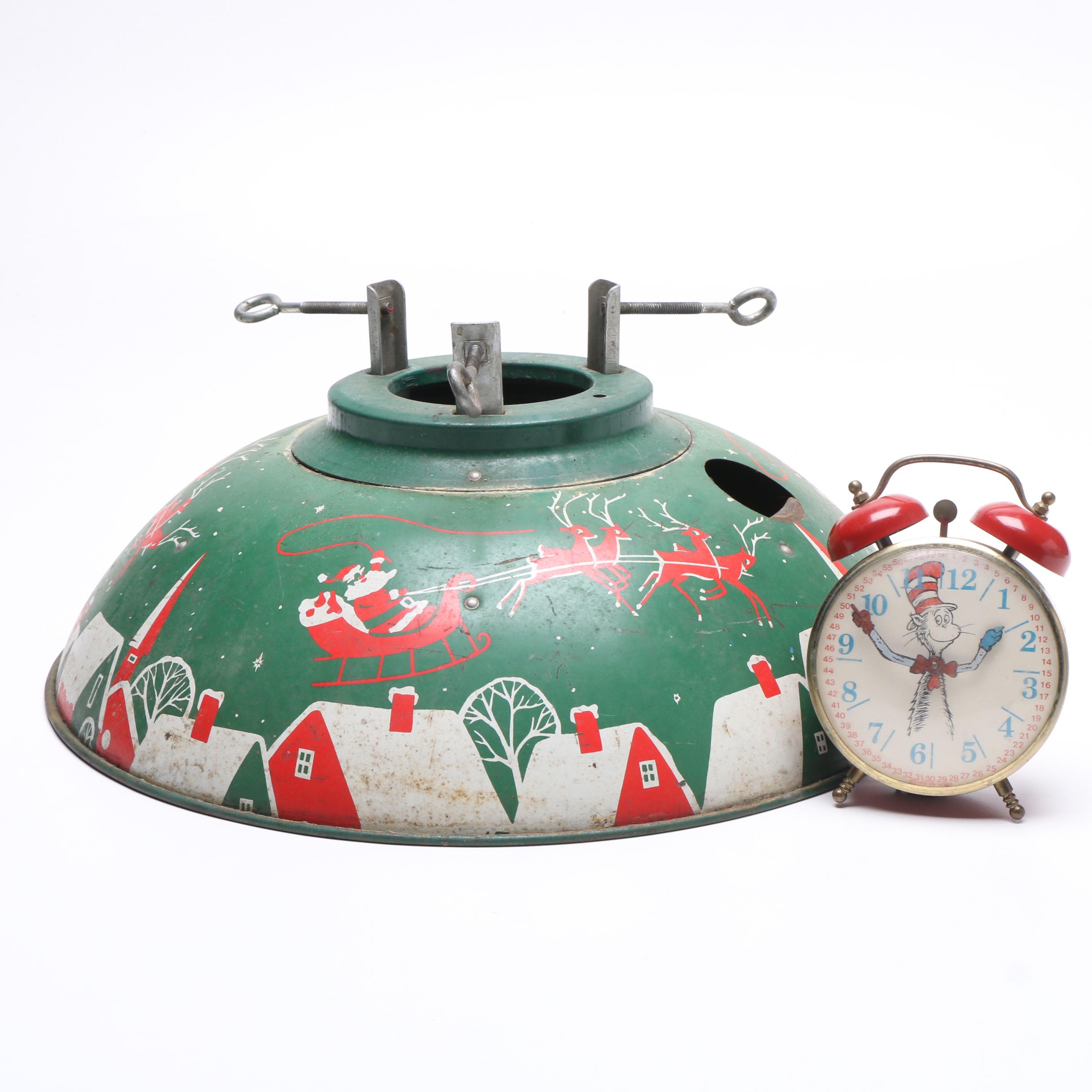 Dr. Seuss Alarm Clock with Christmas Tree Stand, Mid-Century