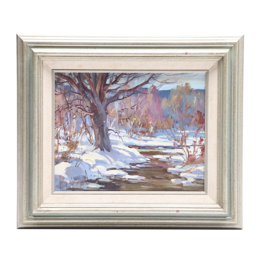 Helen Sharp Potter Oil Landscape Painting "Winter Brook"