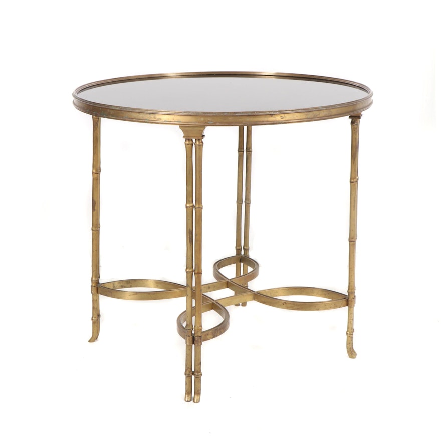Contemporary Brass and Granite Double Bamboo Leg Table, Style of Maison Jansen